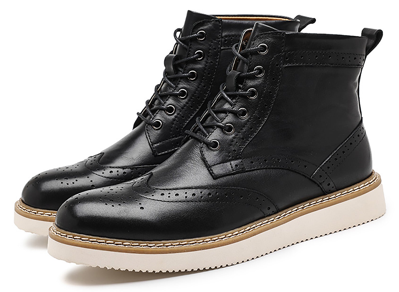 Men's Genuine Leather Wingtips Brogues Derby Boots