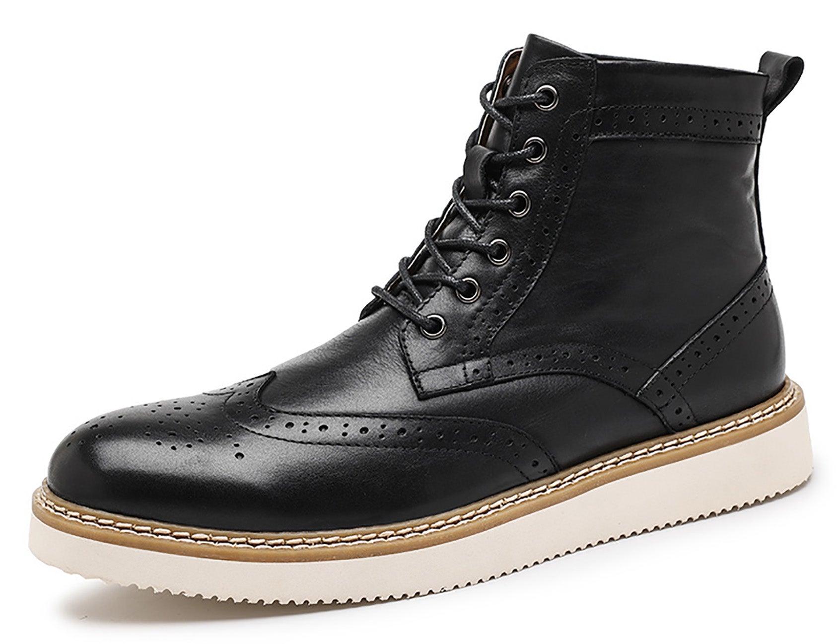 Men's Genuine Leather Wingtips Brogues Derby Boots