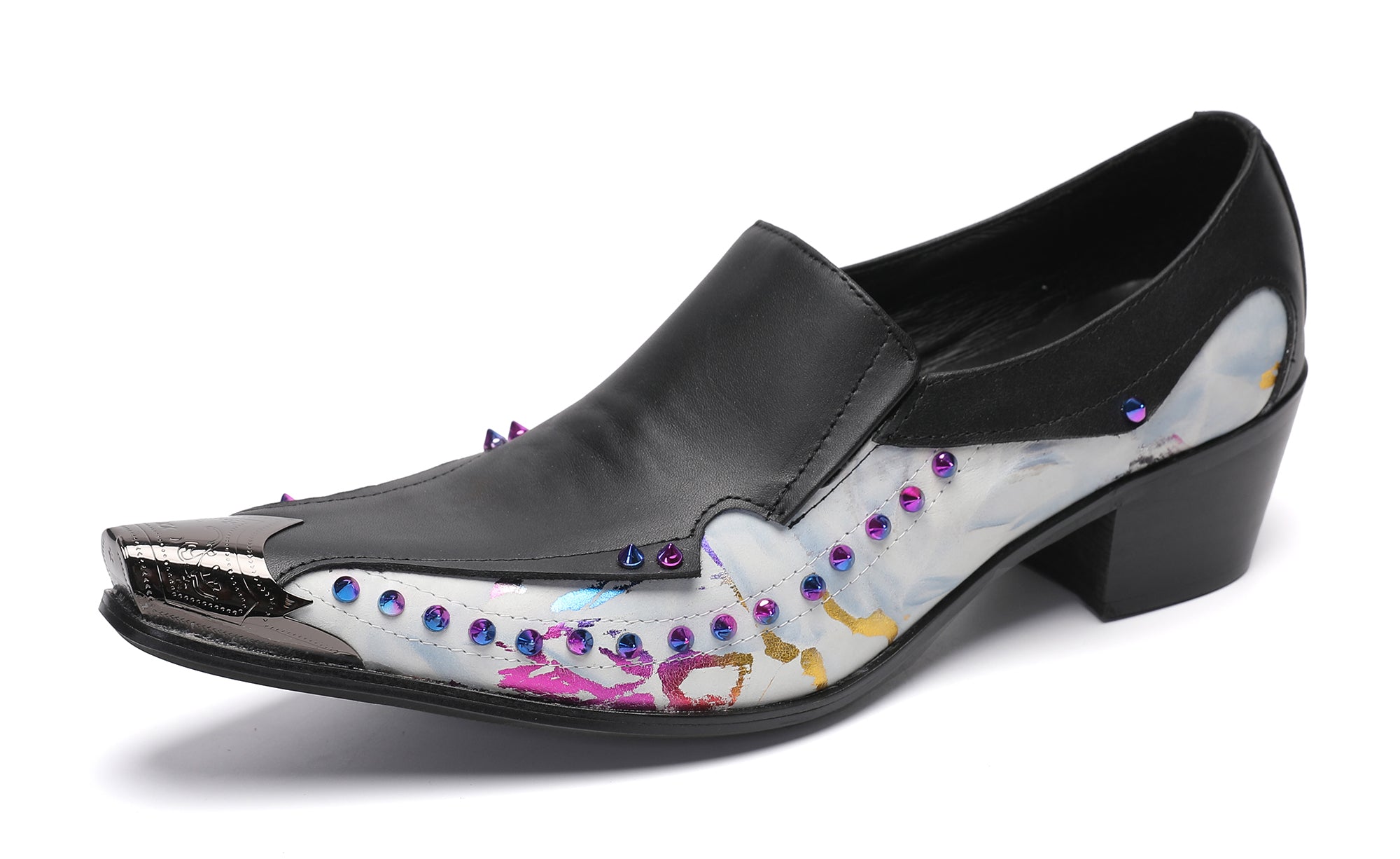 Men's Metal-Tip Toe Western Beads Penny Loafers