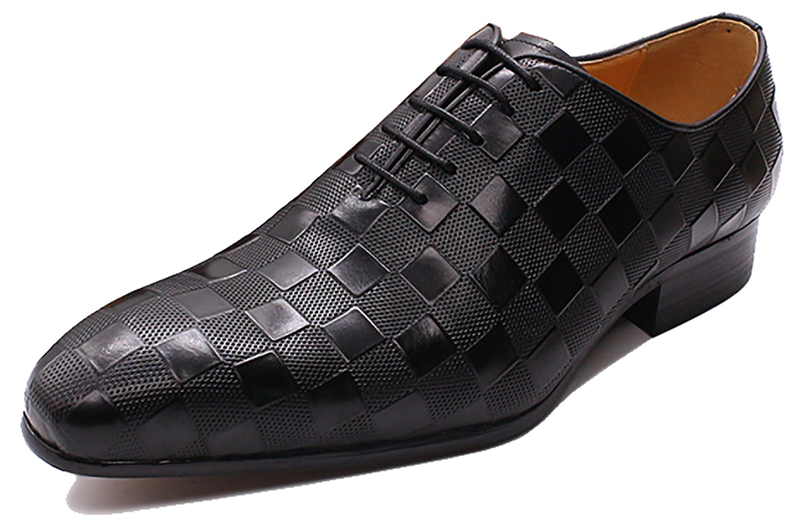 Men's Handmade Plaid Texture Oxfords