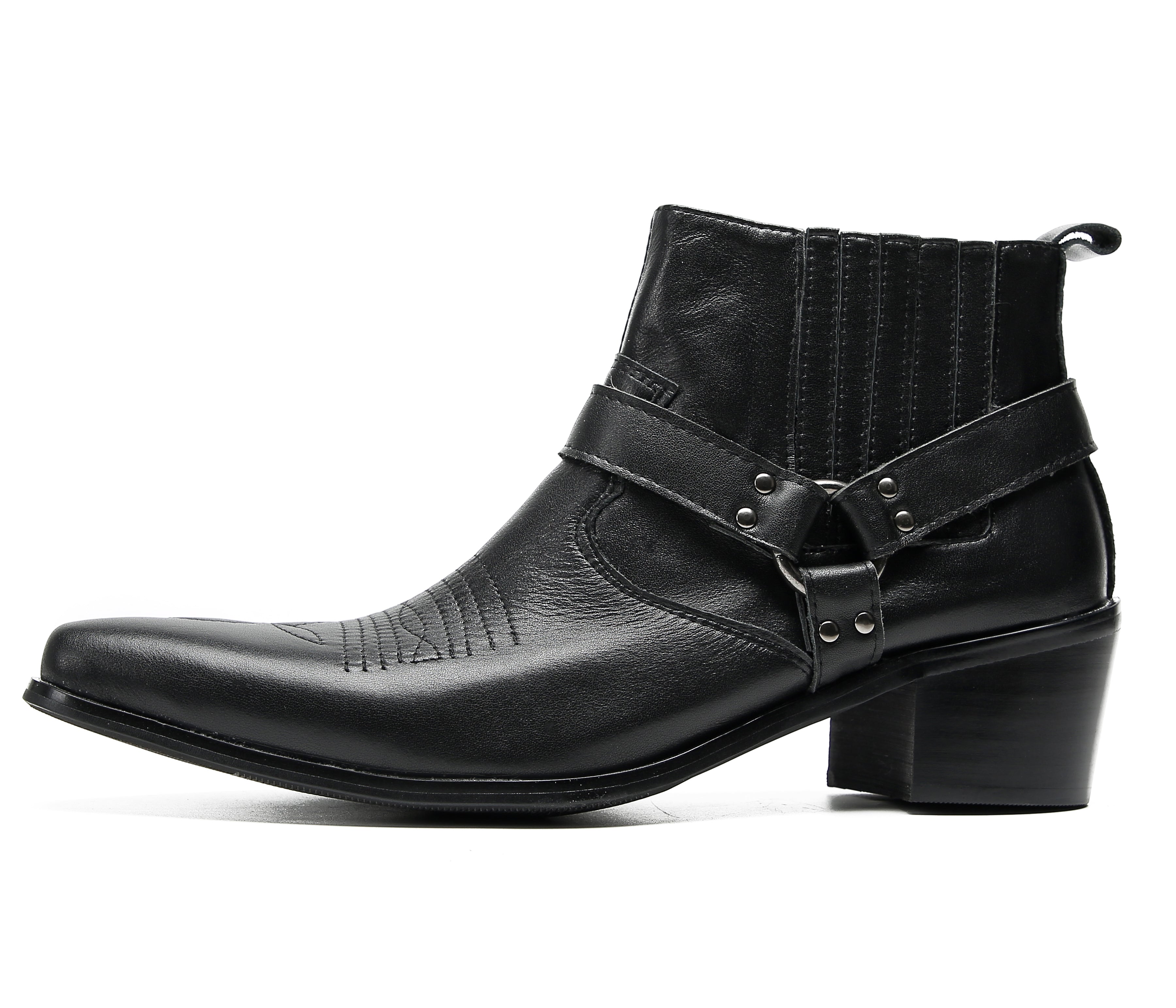 Men's Chain Strap Retro Western Boots