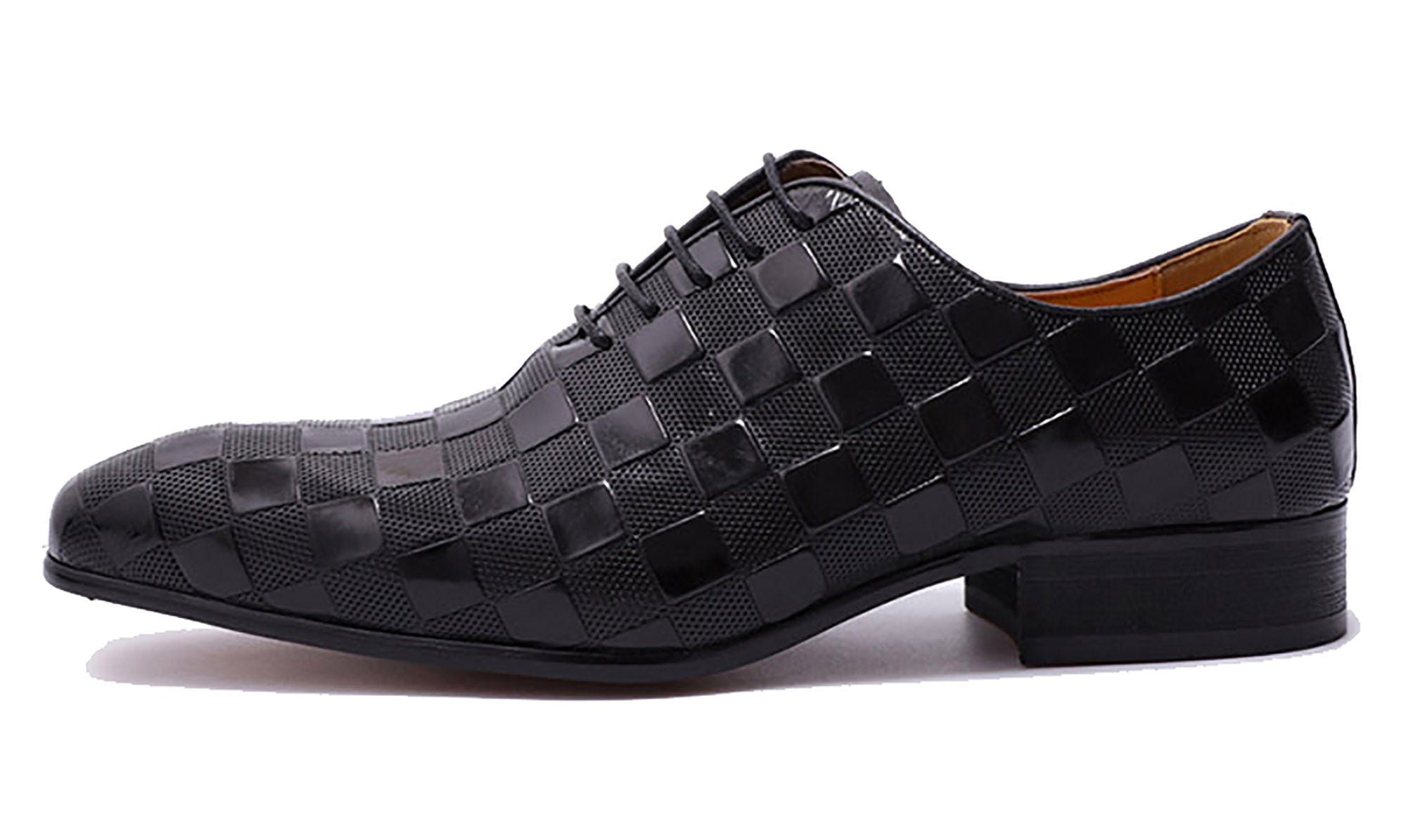 Men's Handmade Plaid Texture Oxfords