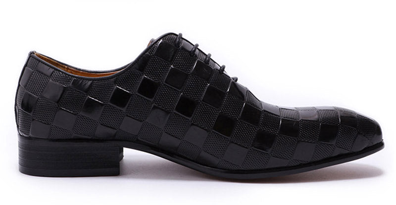 Men's Handmade Plaid Texture Oxfords