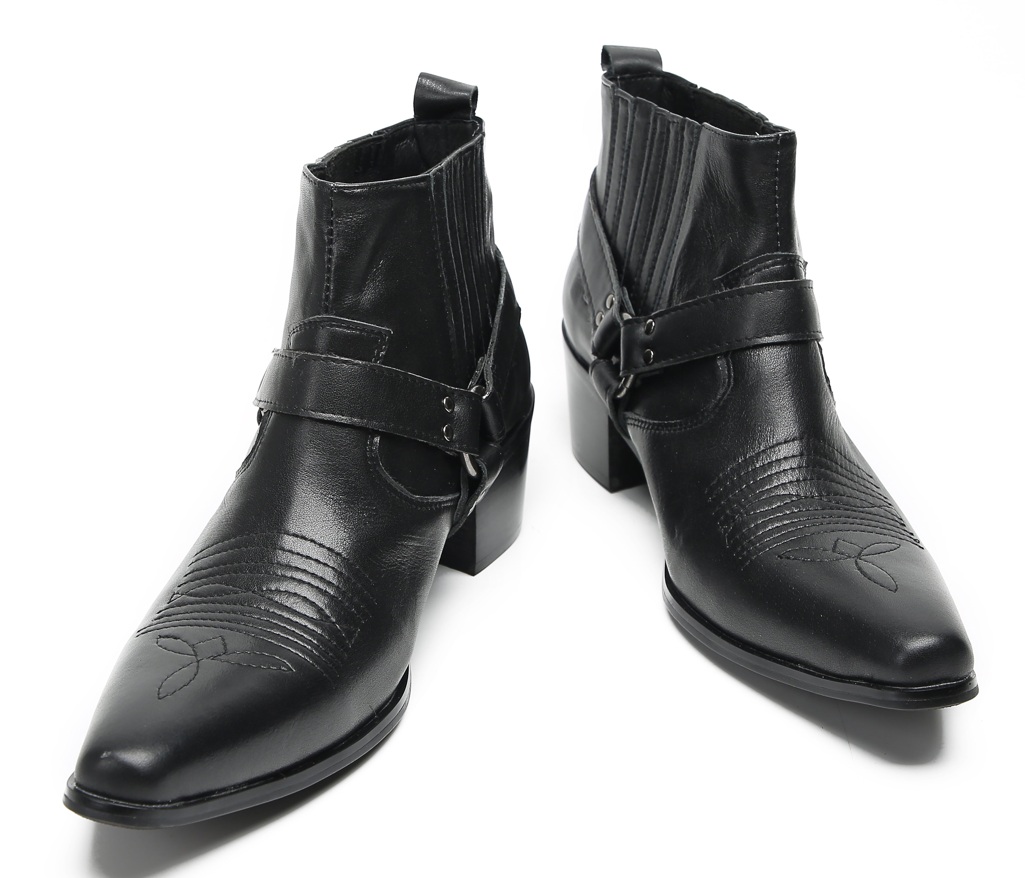 Men's Chain Strap Retro Western Boots