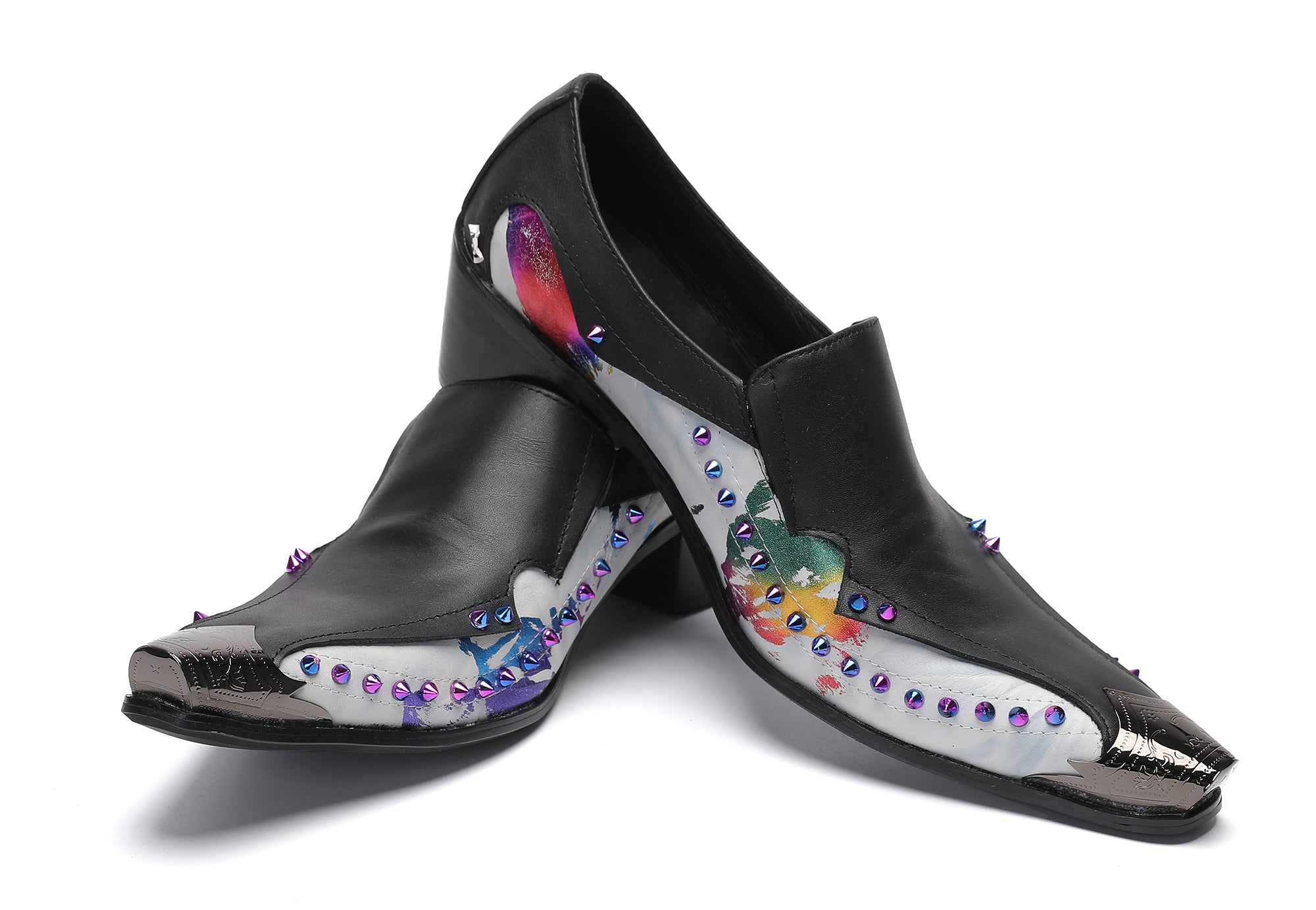 Men's Metal-Tip Toe Western Beads Penny Loafers