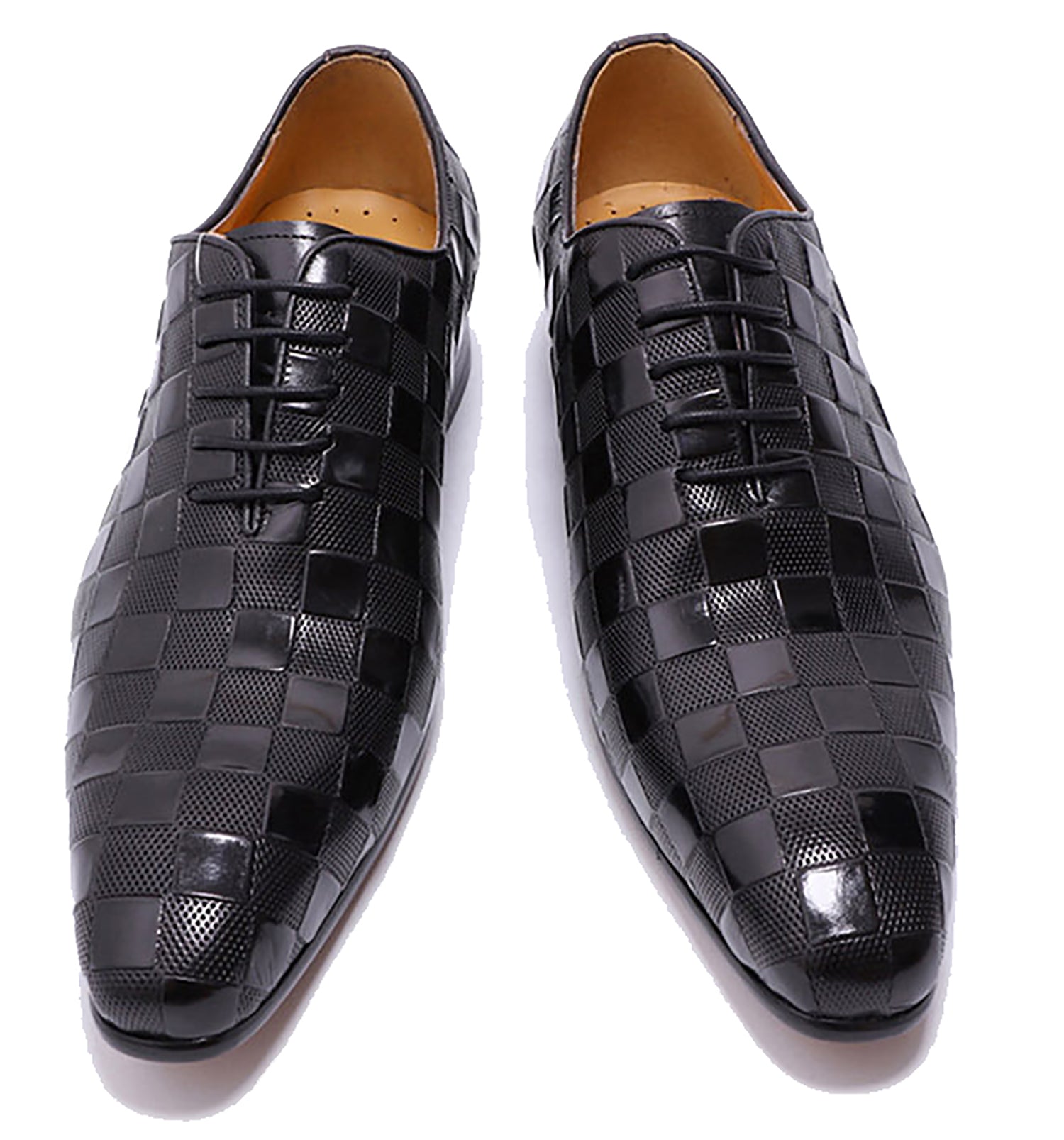 Men's Handmade Plaid Texture Oxfords