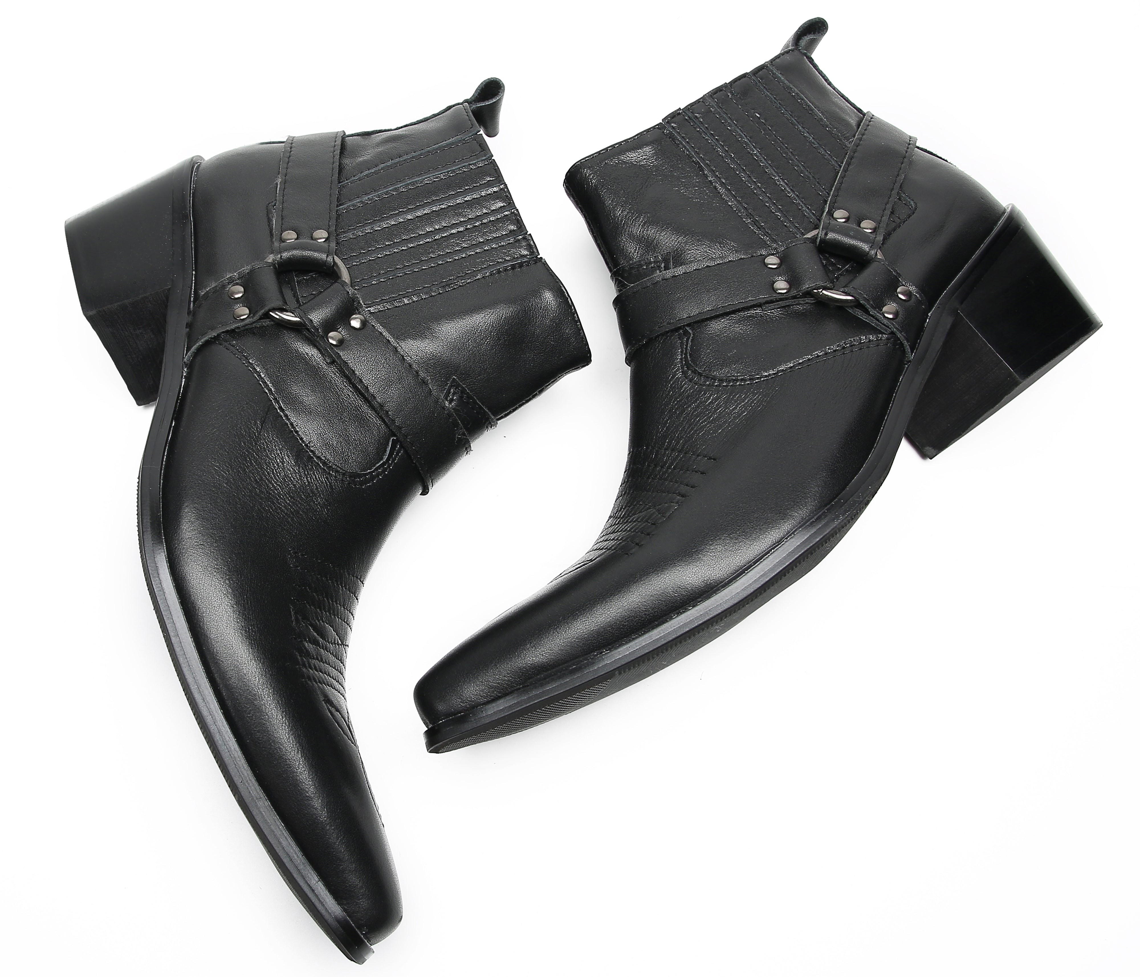 Men's Chain Strap Retro Western Boots