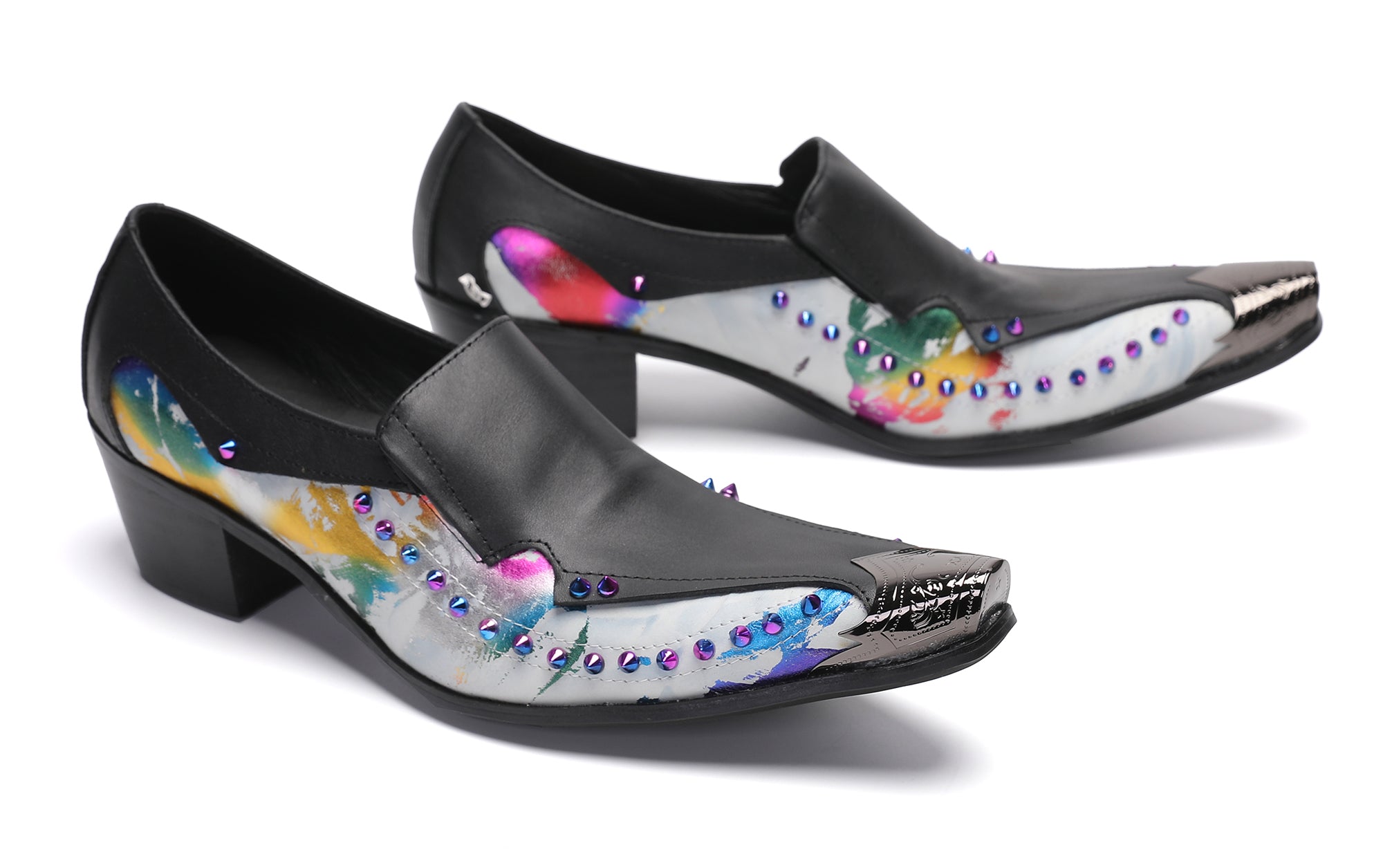 Men's Metal-Tip Toe Western Beads Penny Loafers