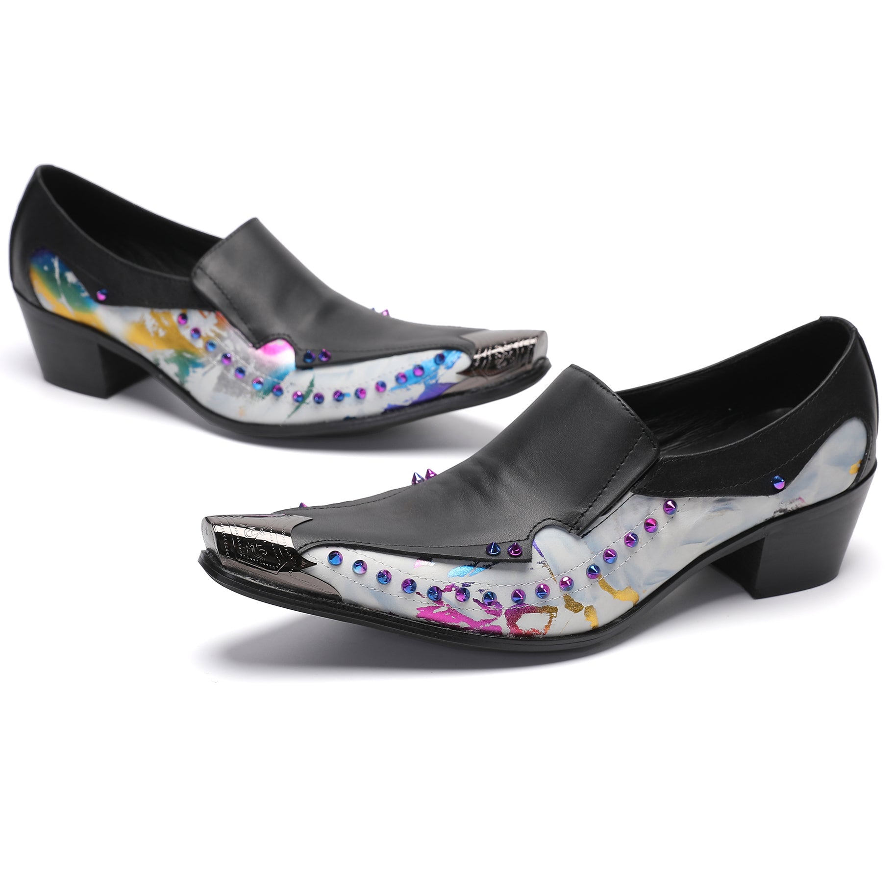 Men's Metal-Tip Toe Western Beads Penny Loafers