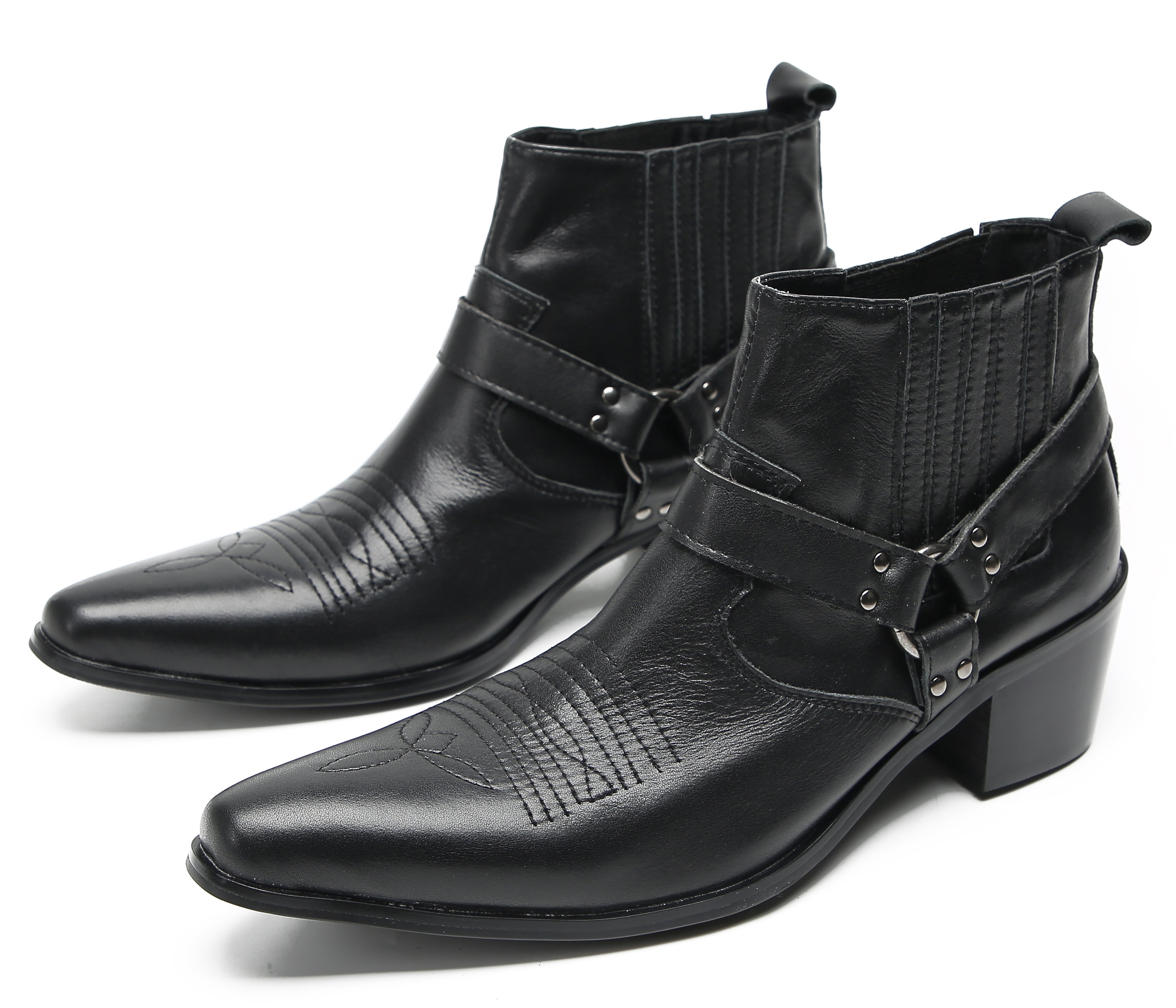 Men's Chain Strap Retro Western Boots