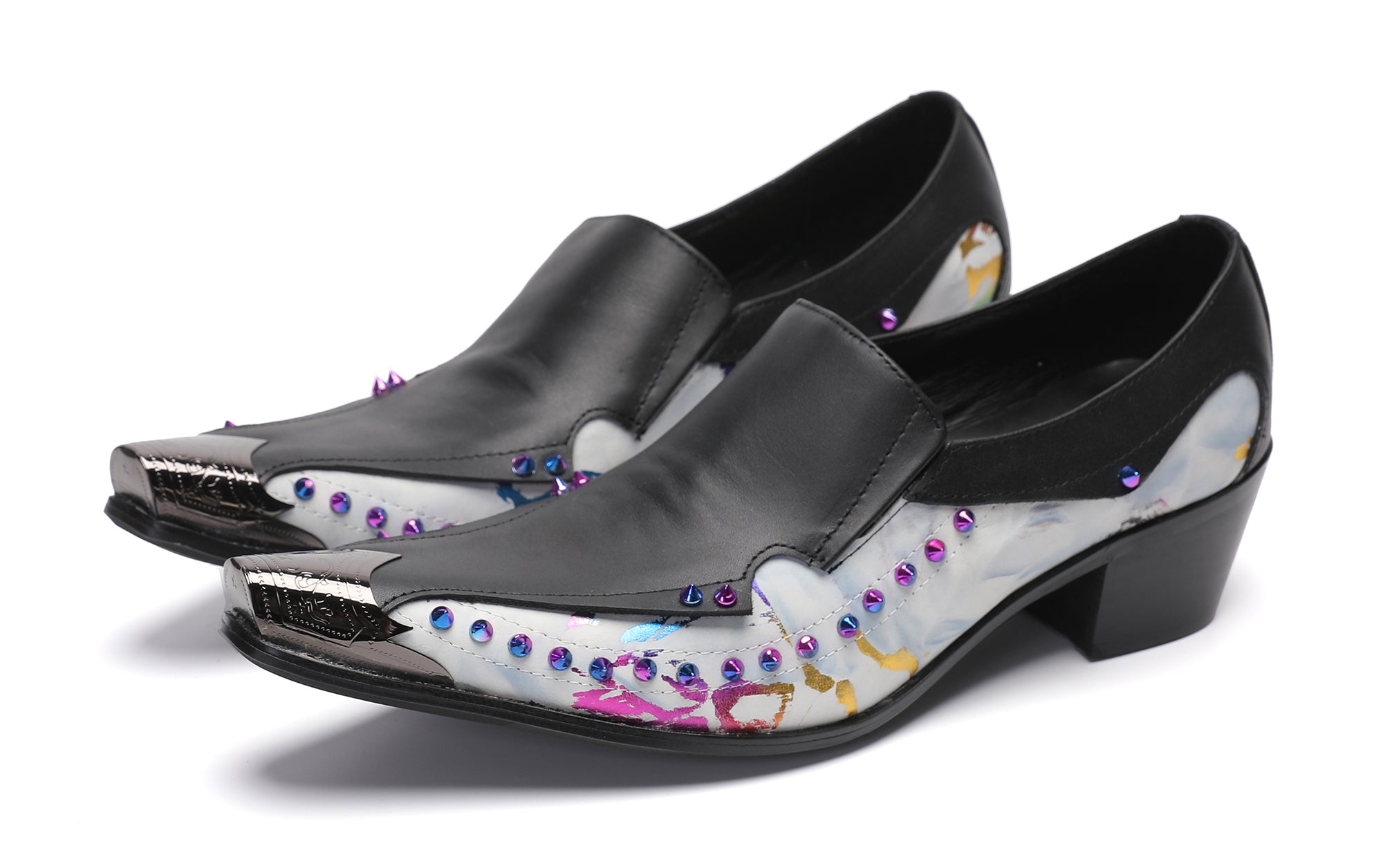 Men's Metal-Tip Toe Western Beads Penny Loafers