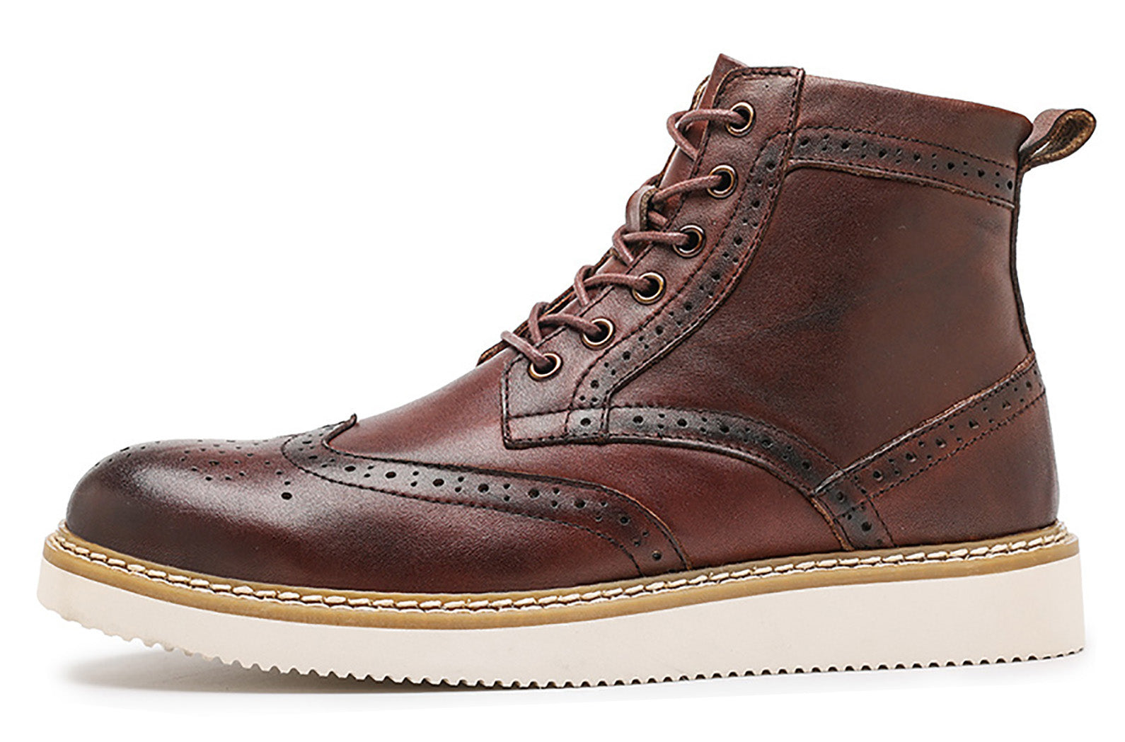 Men's Genuine Leather Wingtips Brogues Derby Boots