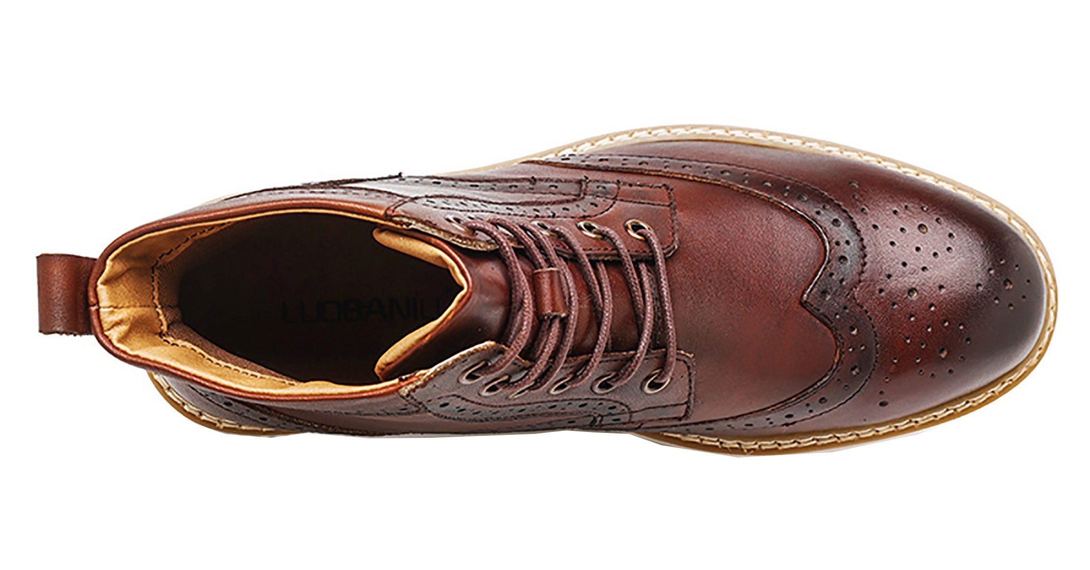 Men's Genuine Leather Wingtips Brogues Derby Boots