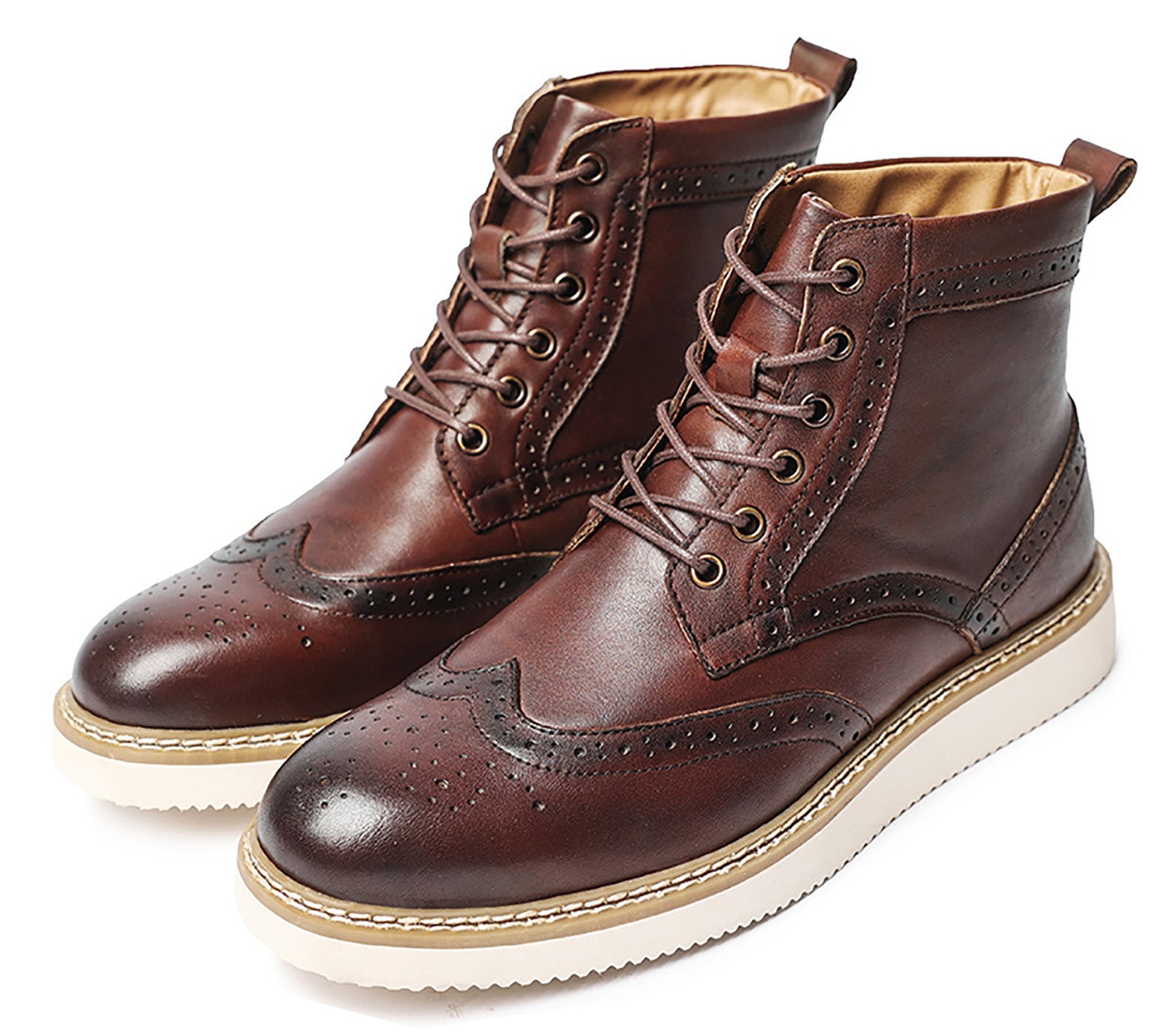 Men's Genuine Leather Wingtips Brogues Derby Boots