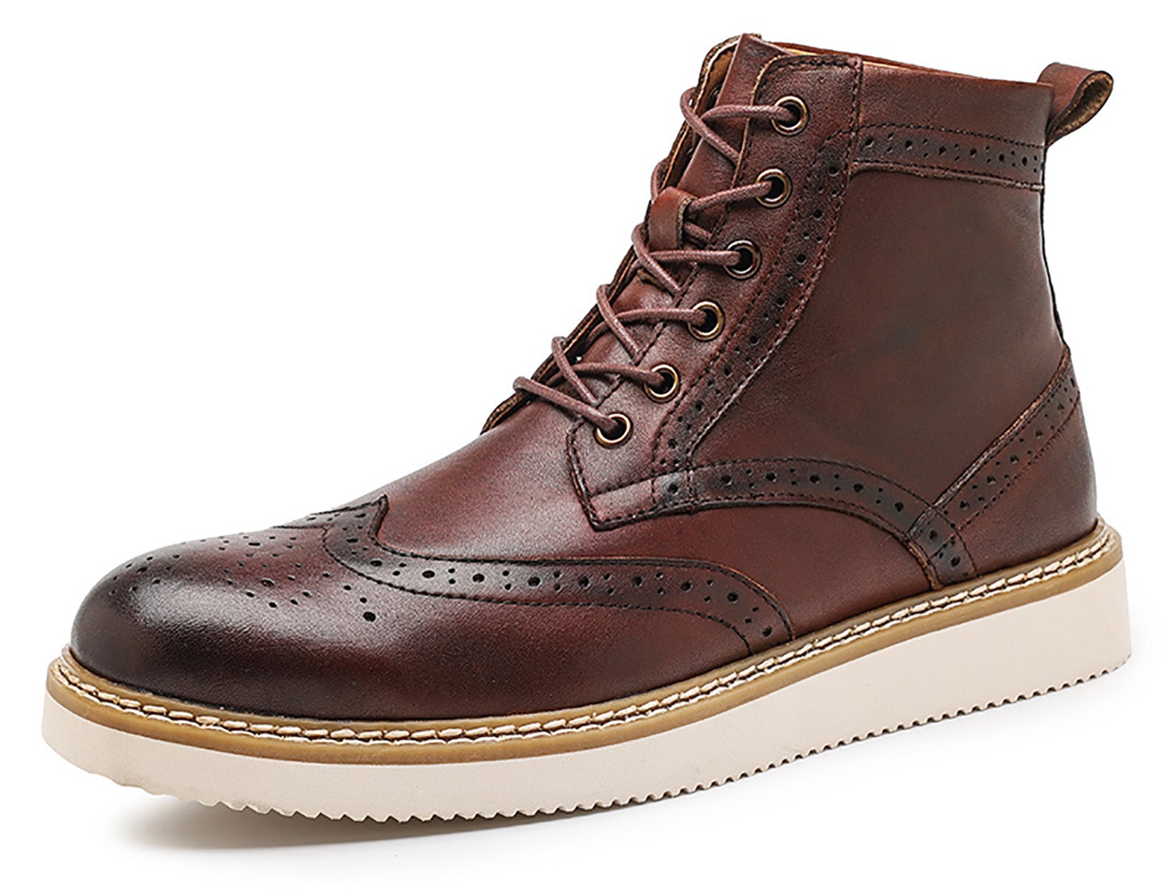 Men's Genuine Leather Wingtips Brogues Derby Boots