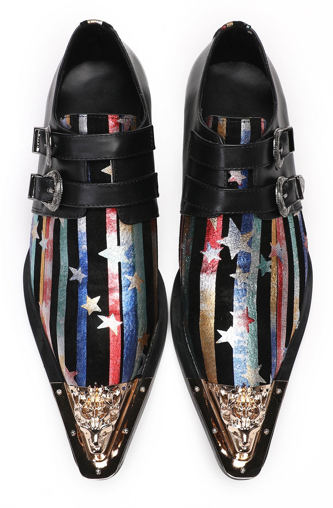 Mens Casual Dress Double Buckle Western Loafers