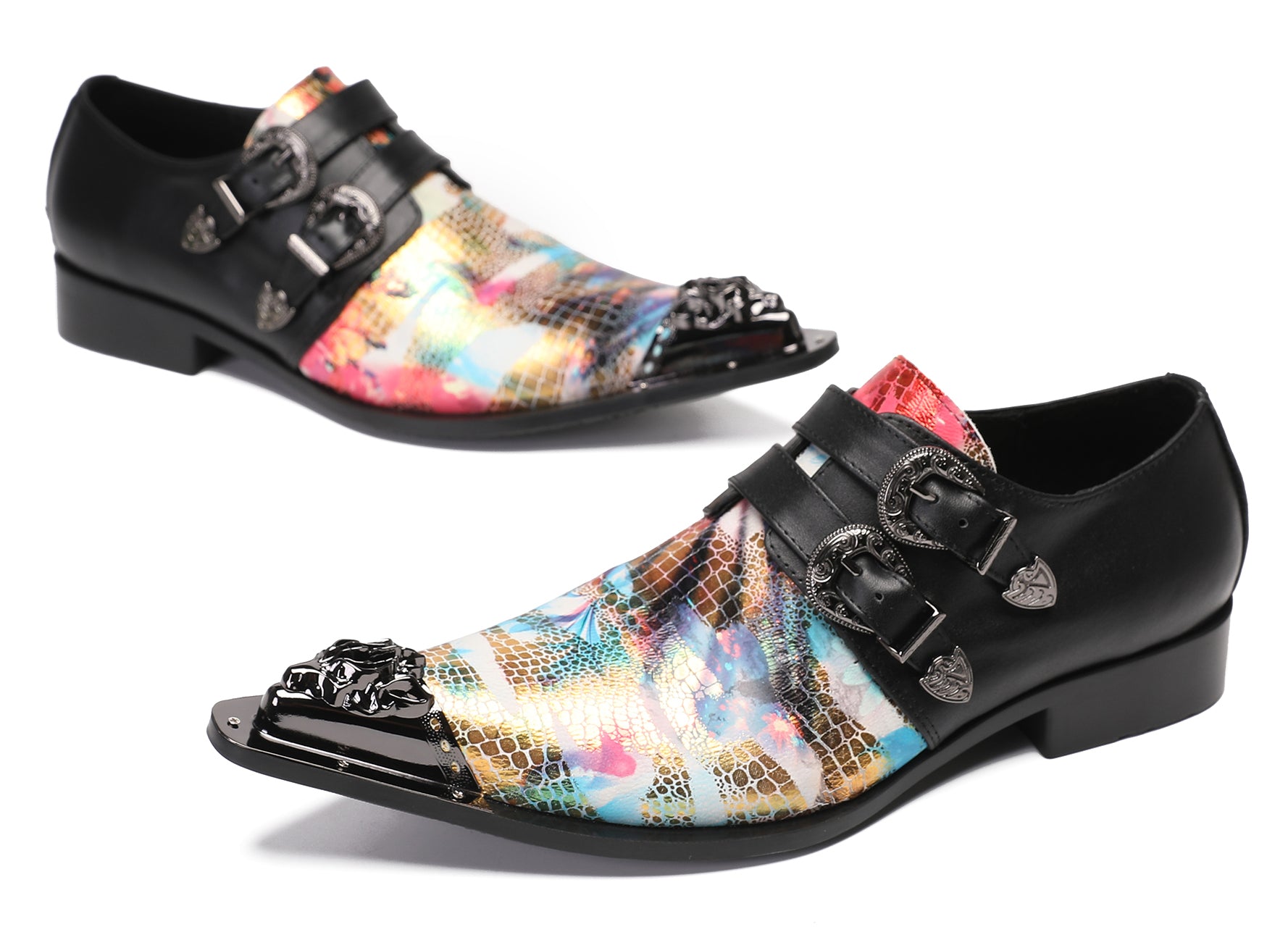 Mens Casual Dress Two Tone Western Loafers