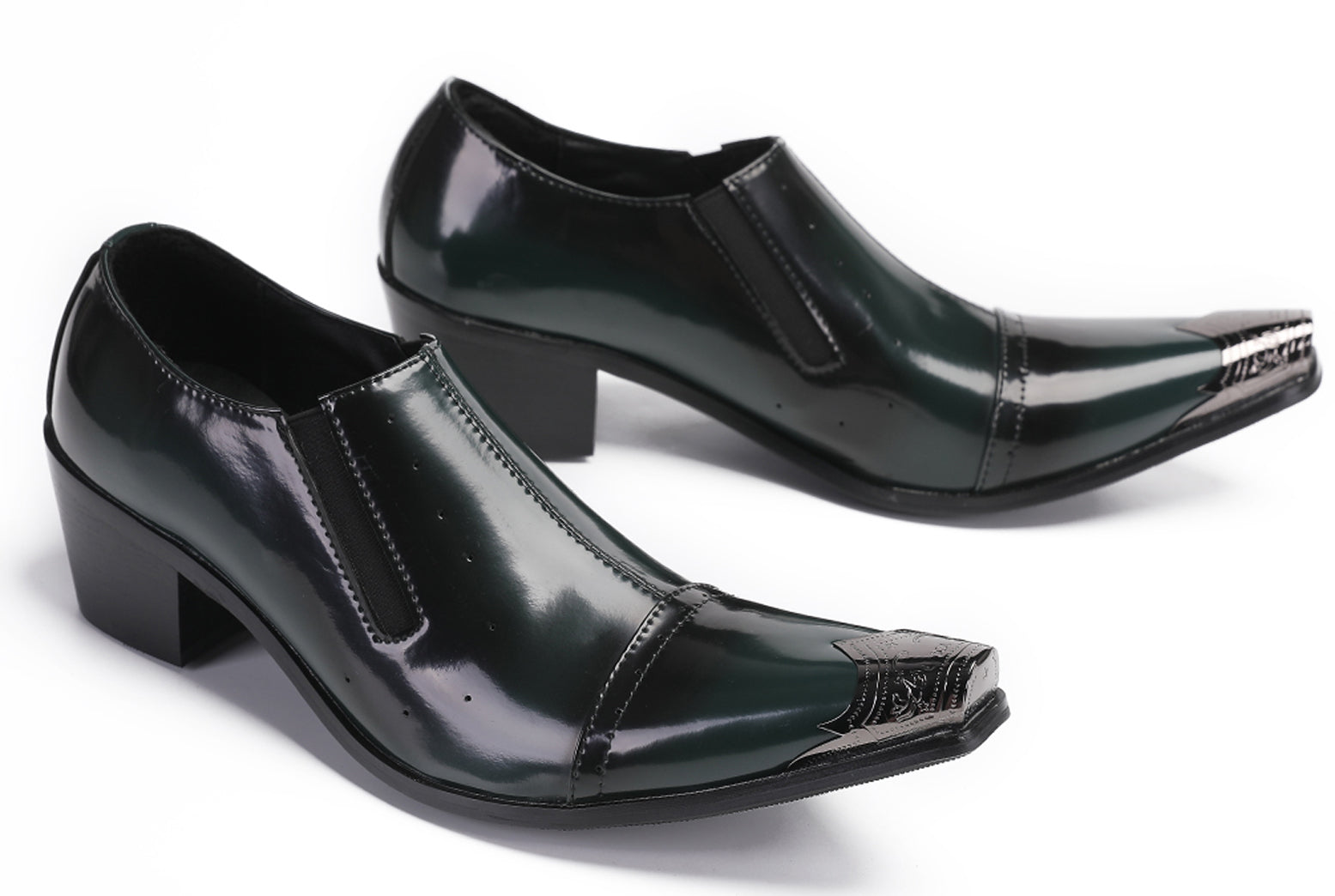 Mens Casual Shoes Heel Western Loafers