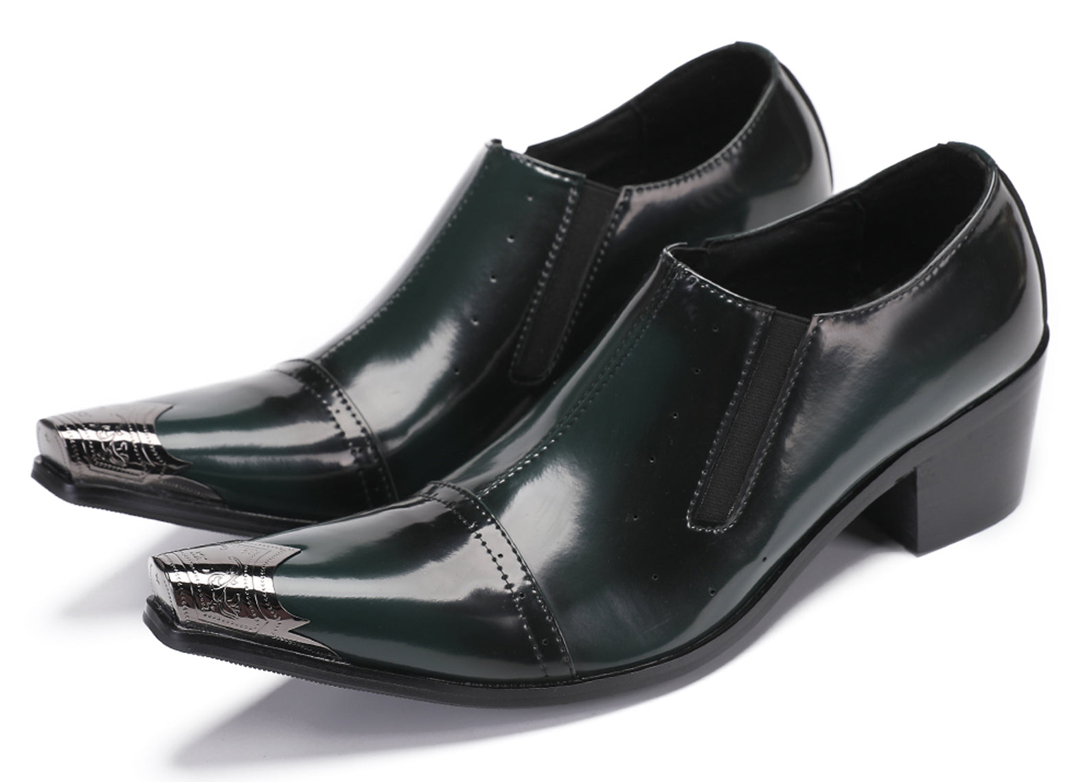 Mens Casual Shoes Heel Western Loafers