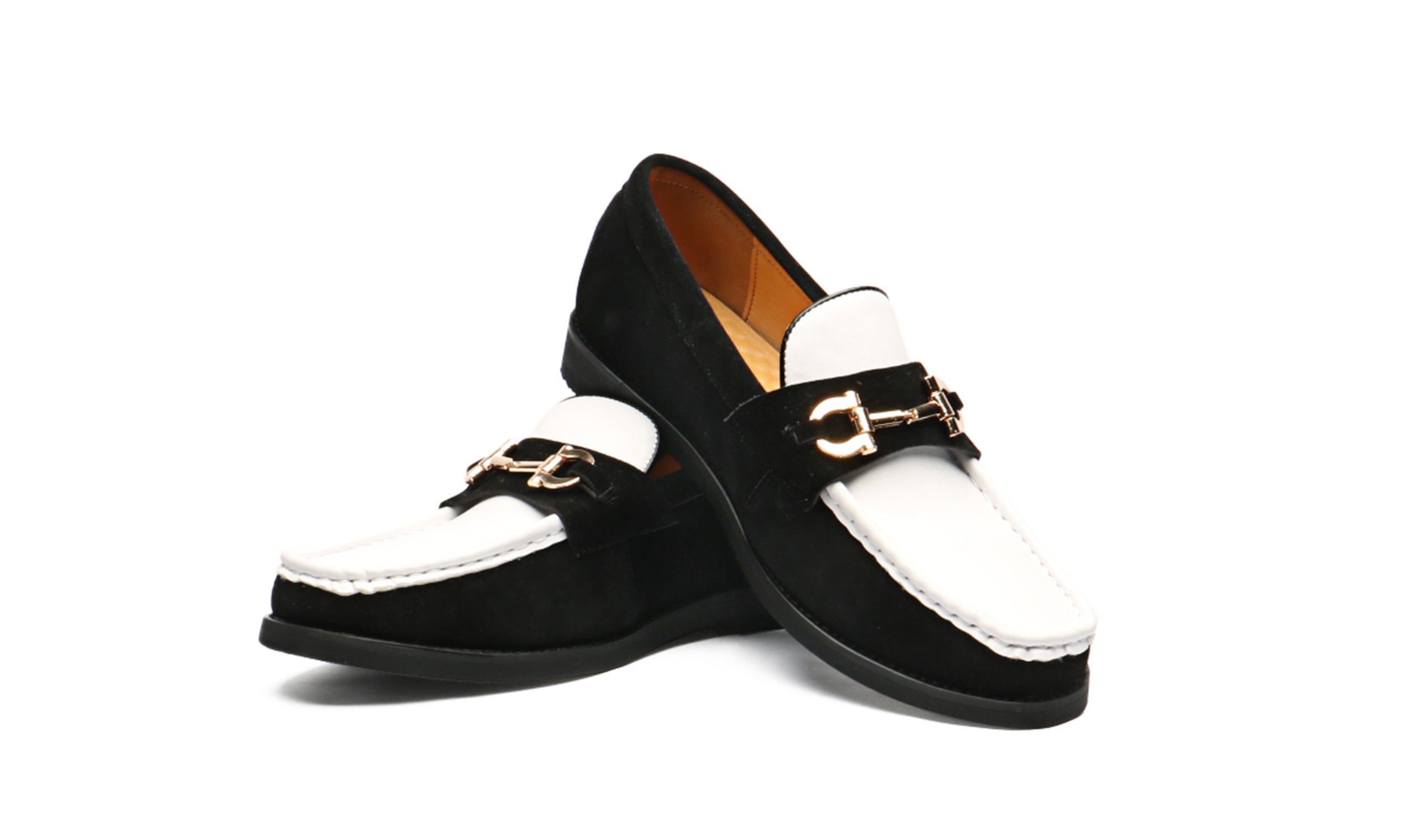 Mocasines de hombre de piel con adornos de ante Horsebit