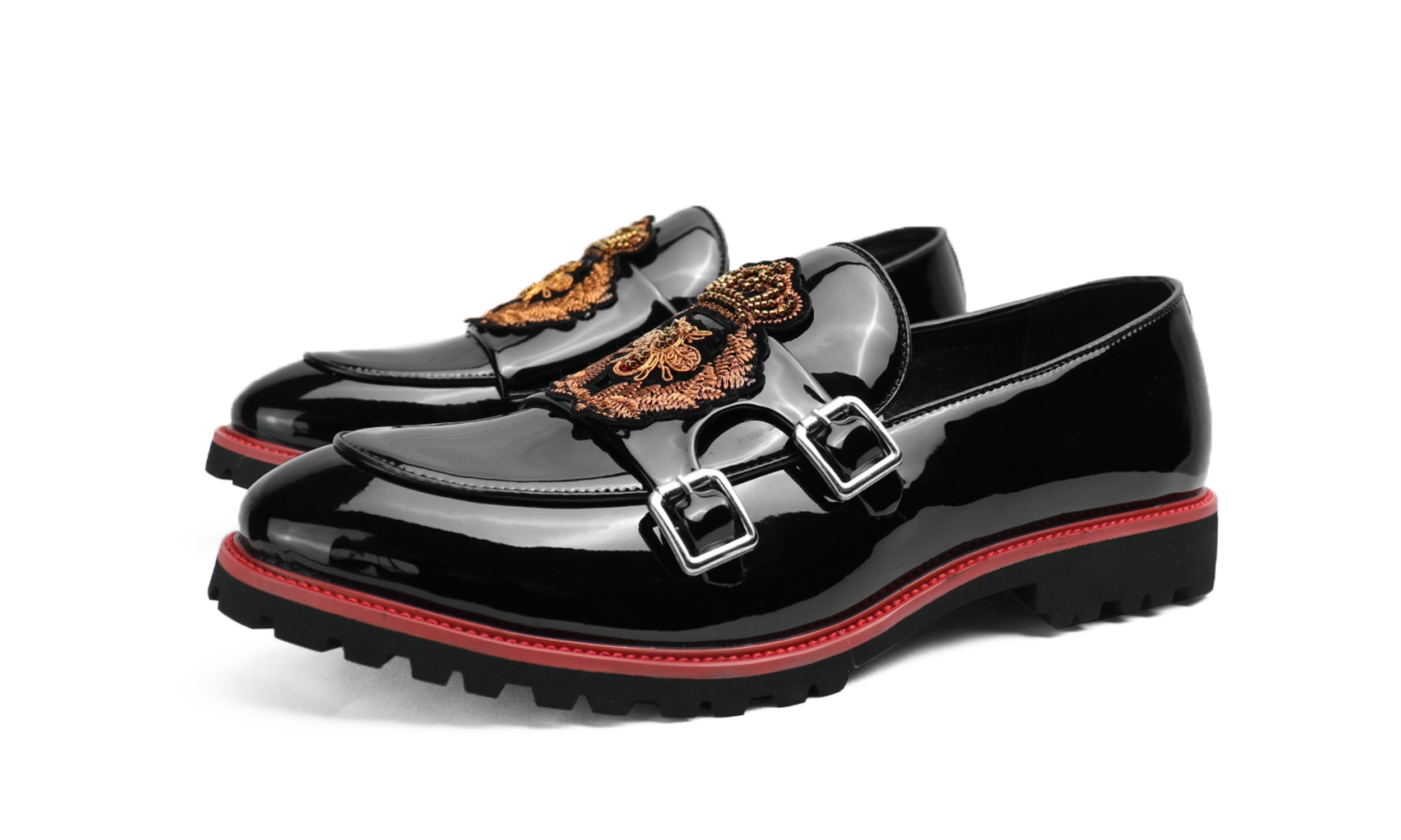 Men's Embroidery Lug Sole Loafers