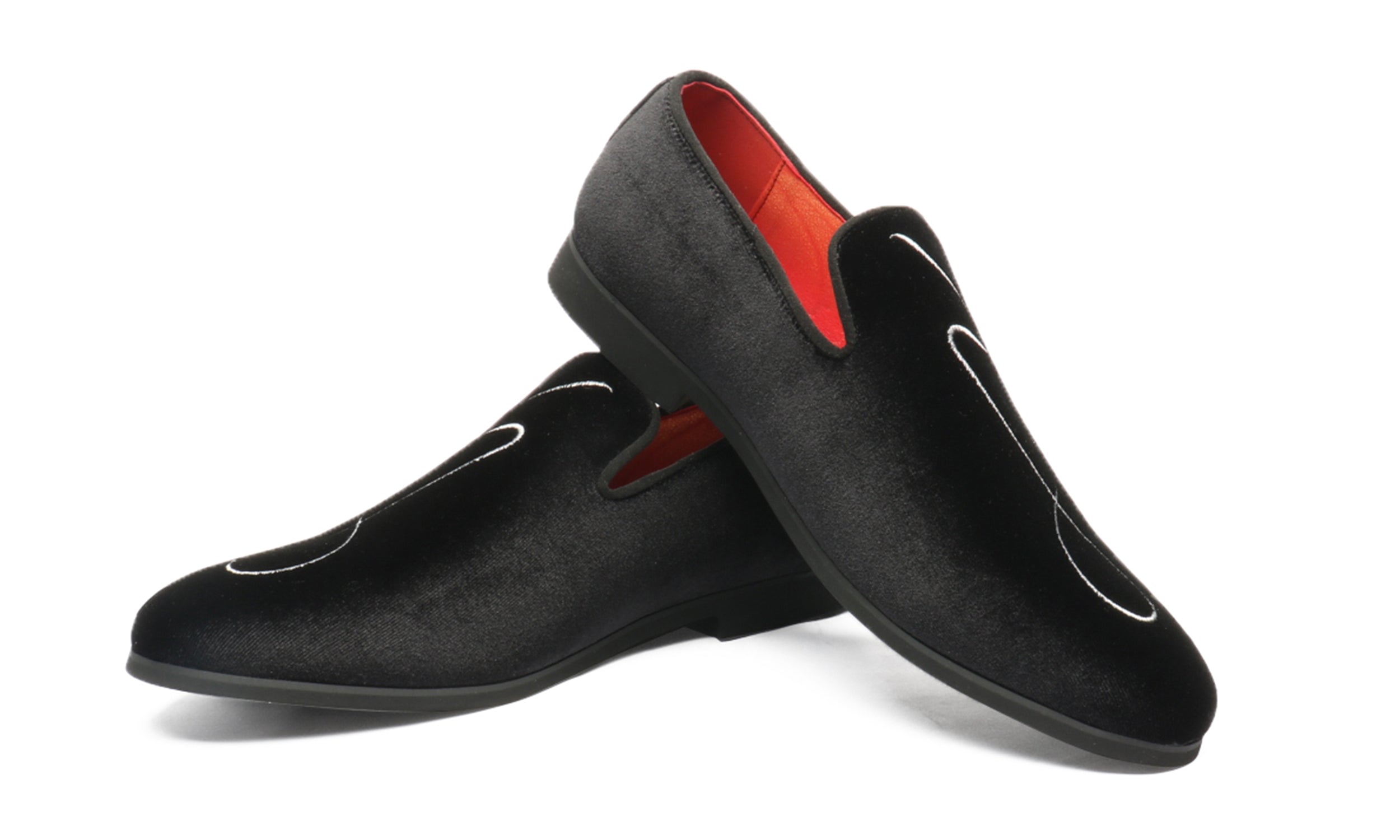 Men's Embroidery Velvet Loafers Black