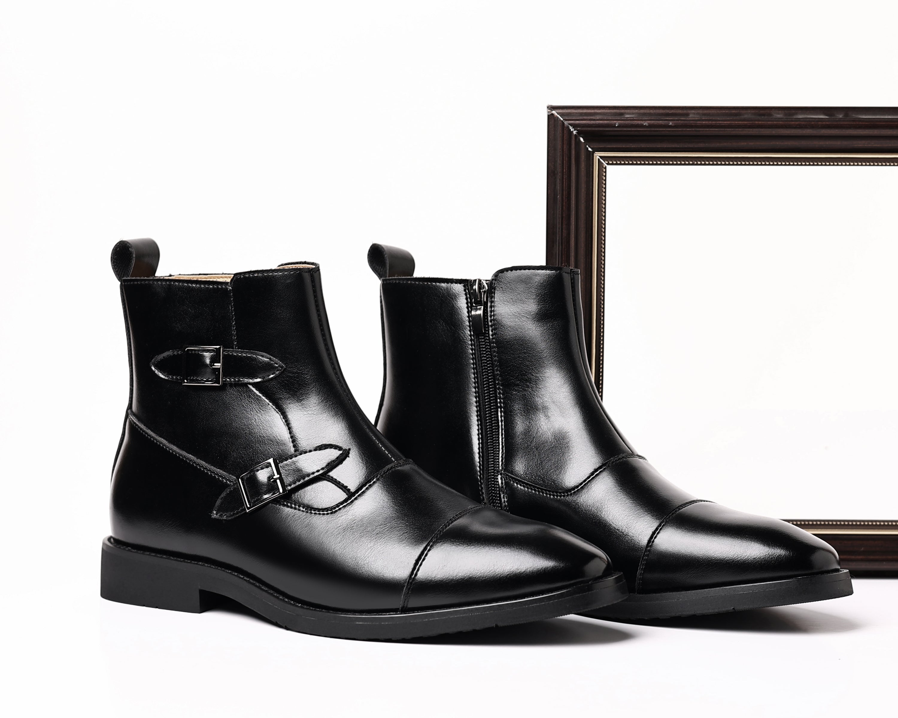 Men's Buckle Cap Toe Dress Boots