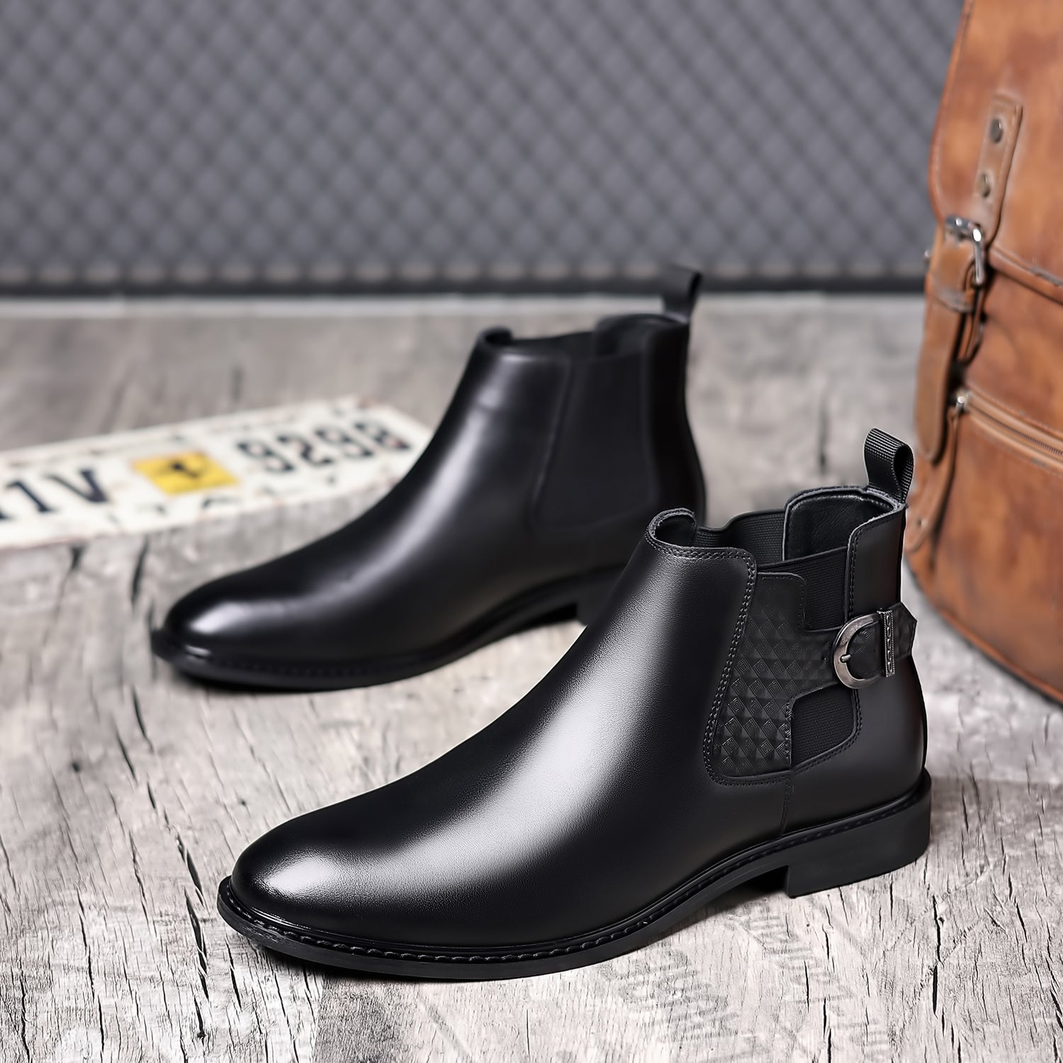 Men's Calf Leather Buckle Ankle Boots