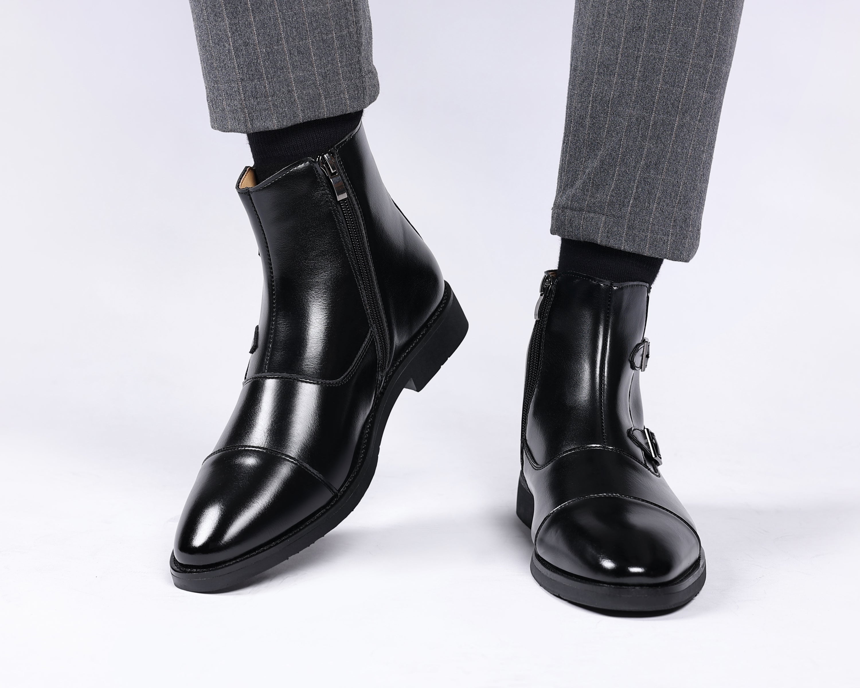 Men's Buckle Cap Toe Dress Boots