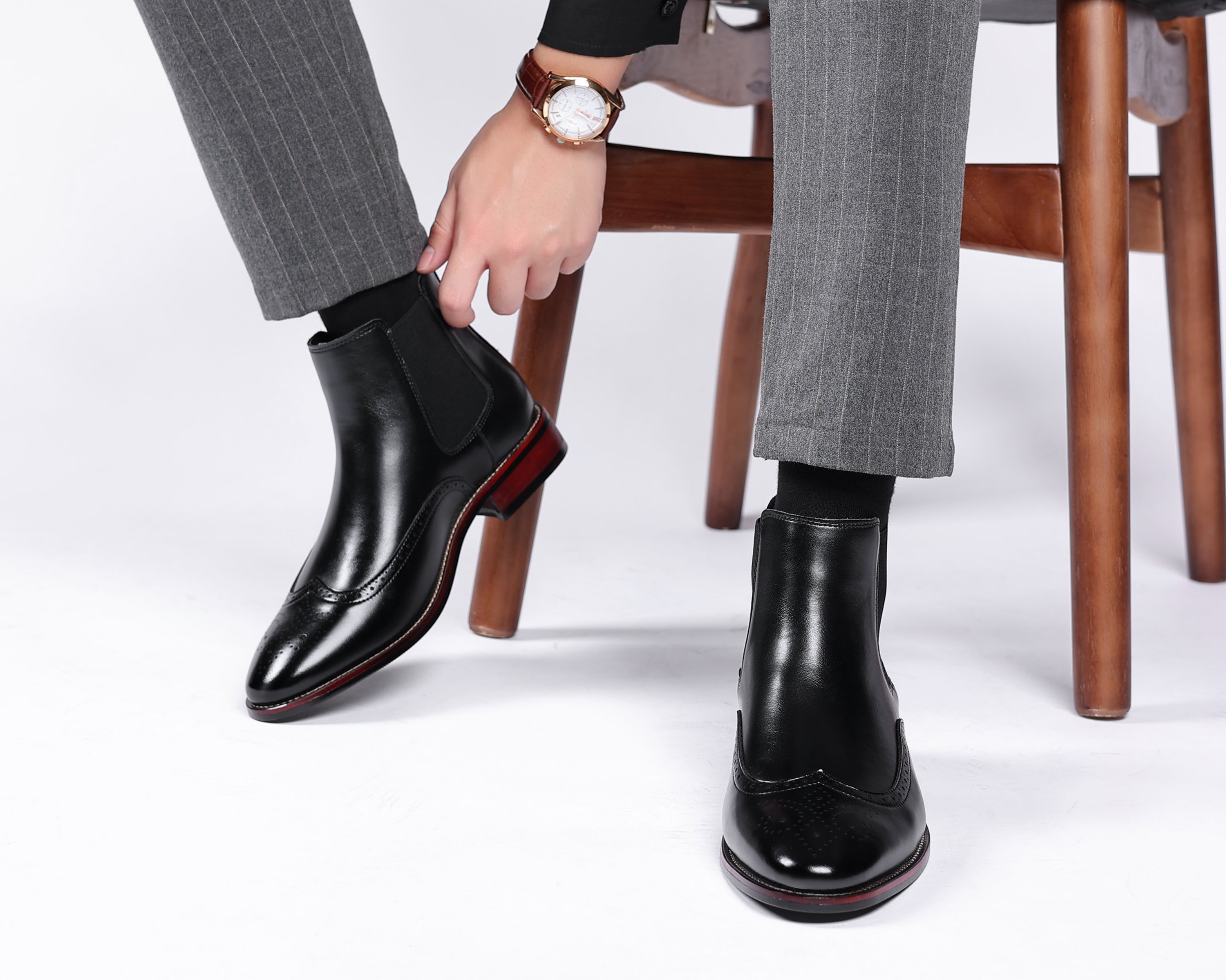 Botas Chelsea con detalle Brogue