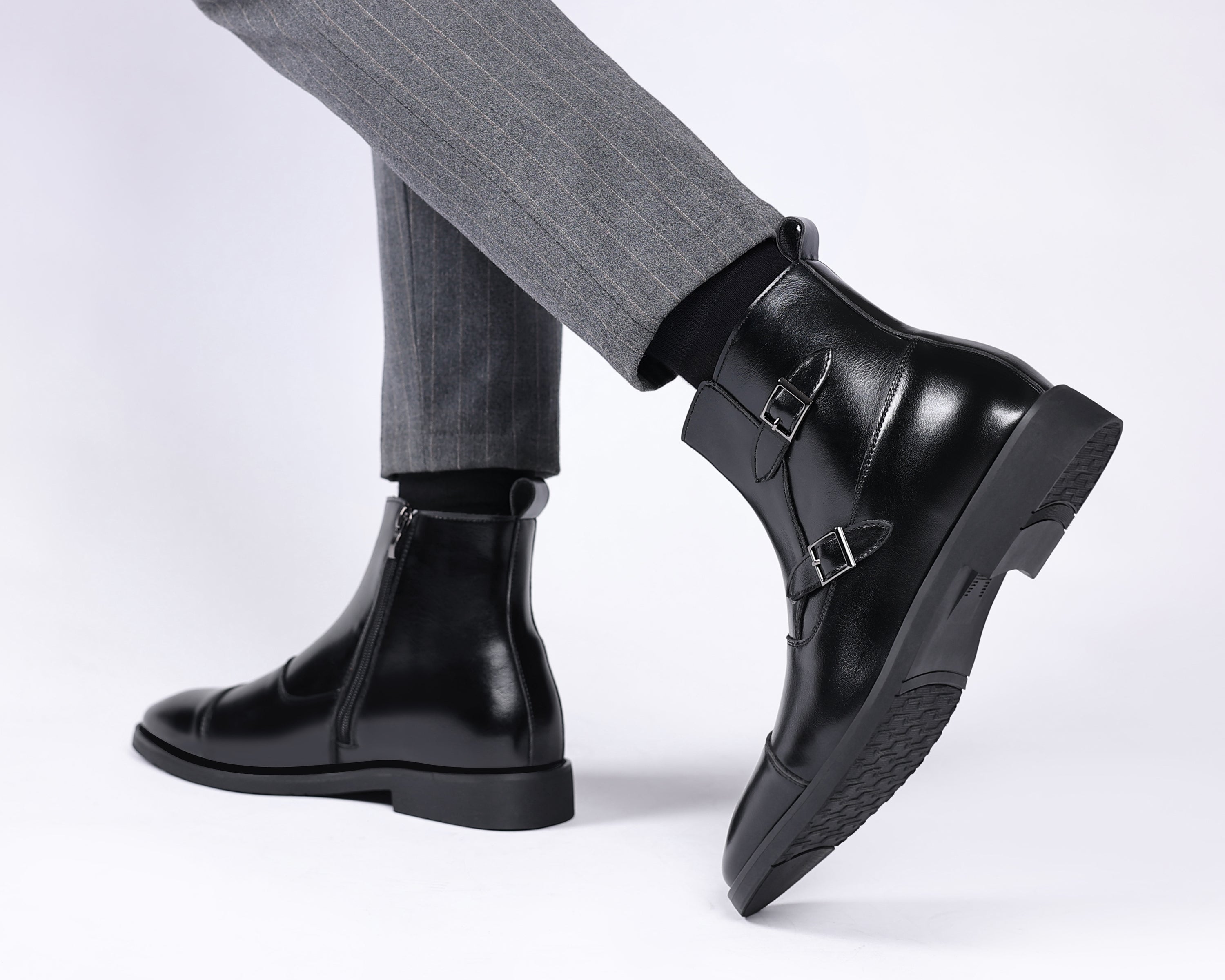 Men's Buckle Cap Toe Dress Boots