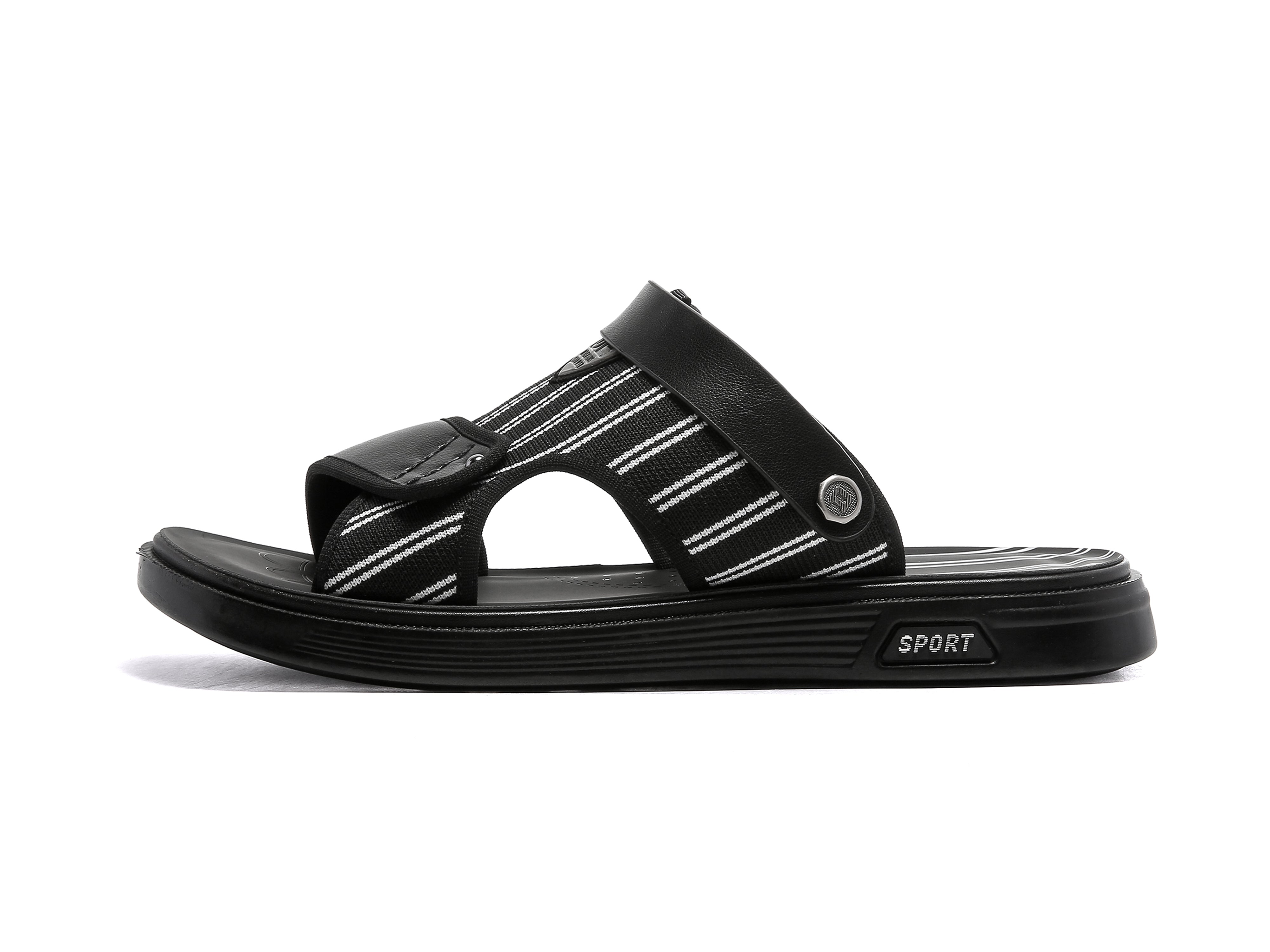 Correa trasera deslizante a rayas para hombre, color negro
