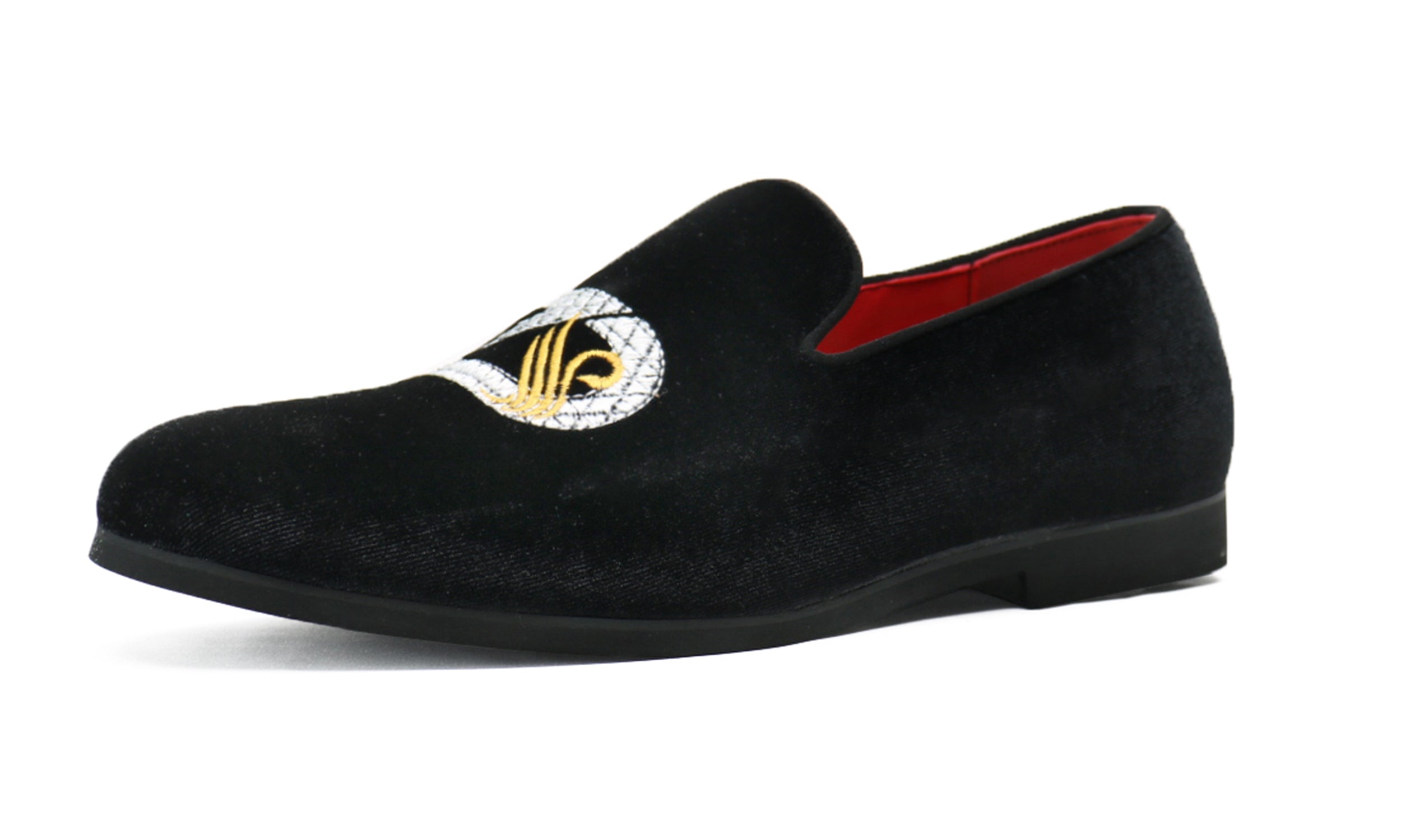 Men's Velvet Swan Applique Loafers
