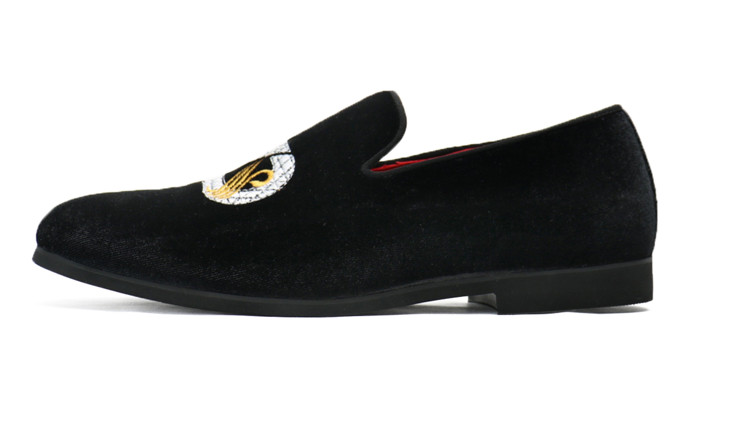 Men's Velvet Swan Applique Loafers