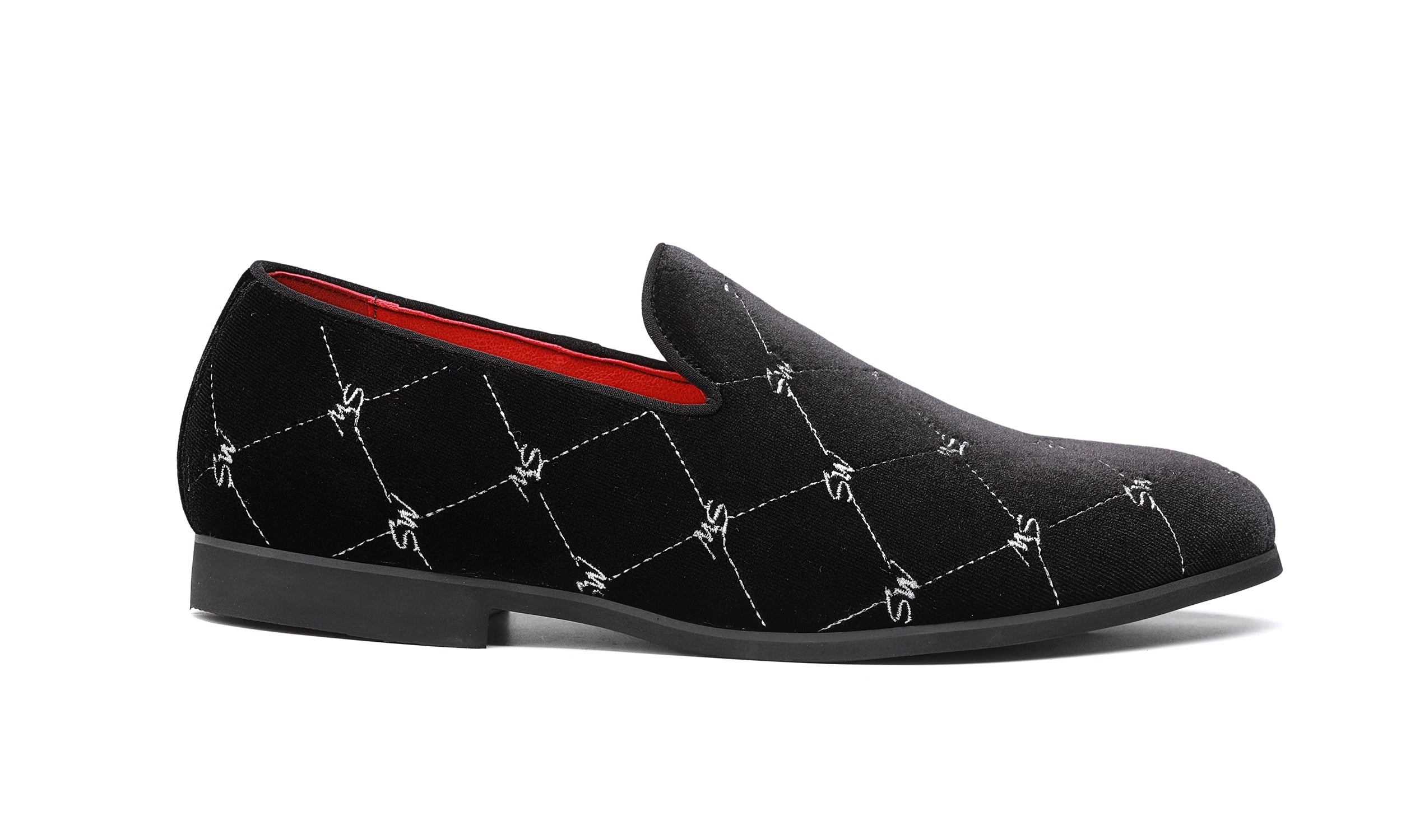 Mocasines de hombre de terciopelo con costuras plateadas