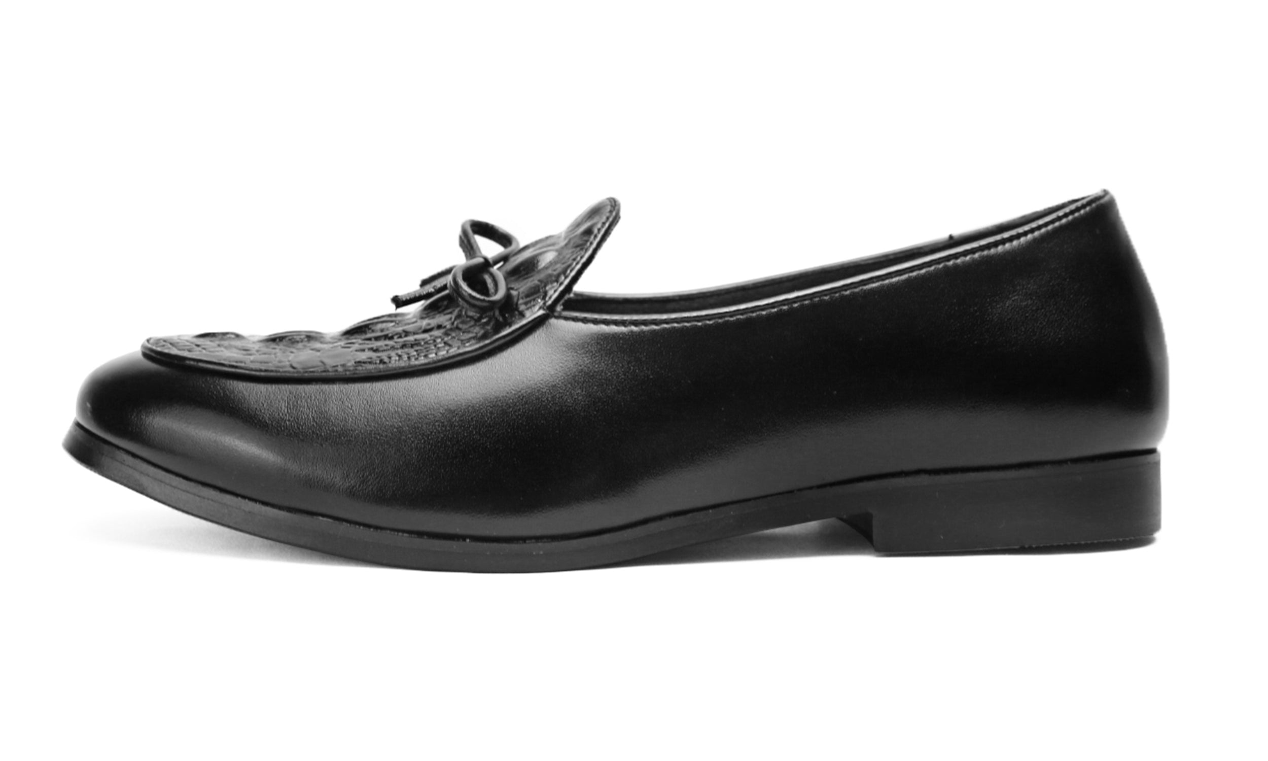 Mocasines con lazo de cocodrilo para hombre negro