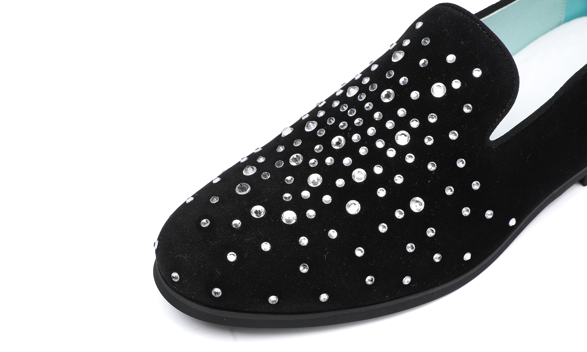Mocasines redondos de ante con diamantes de imitación para hombre