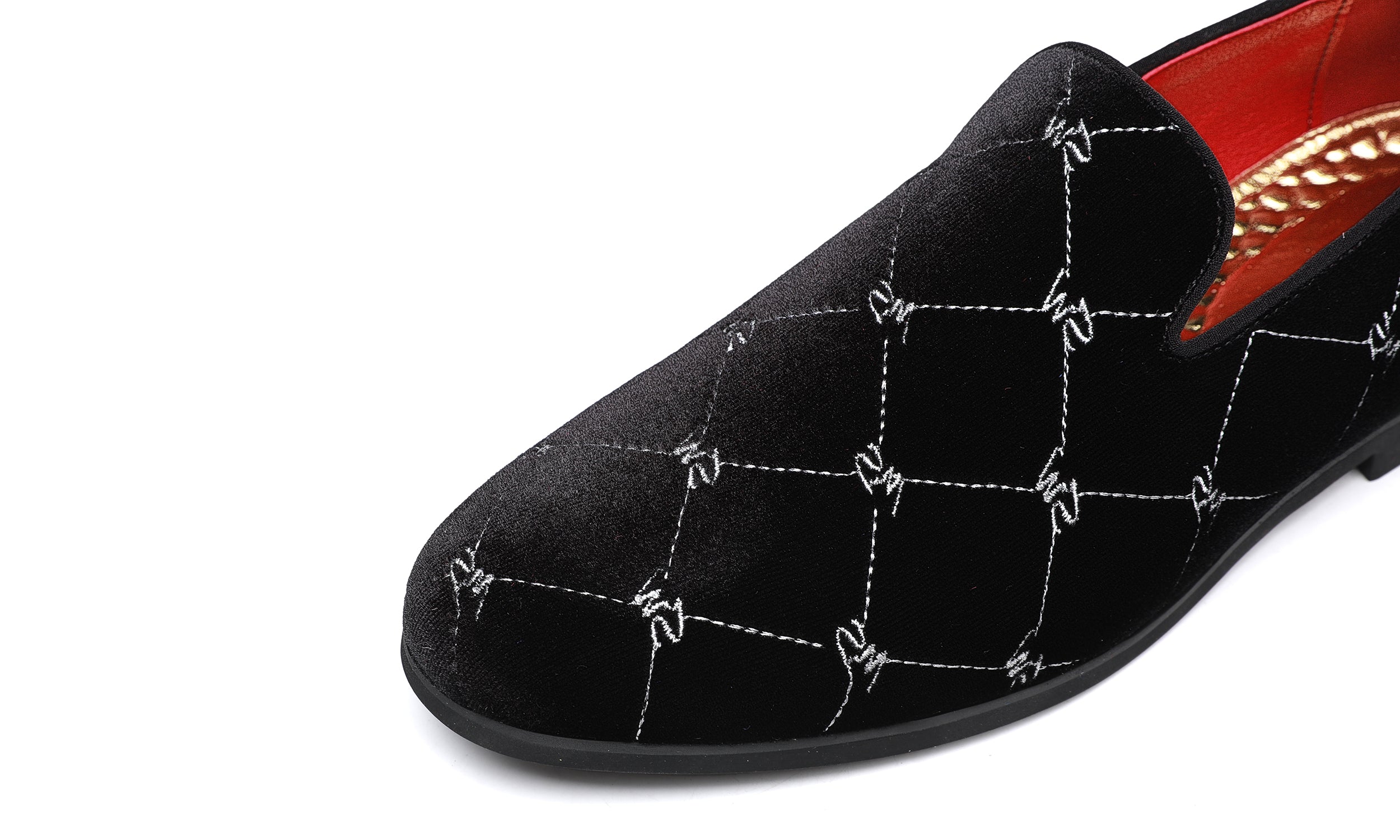 Mocasines de hombre de terciopelo con costuras plateadas