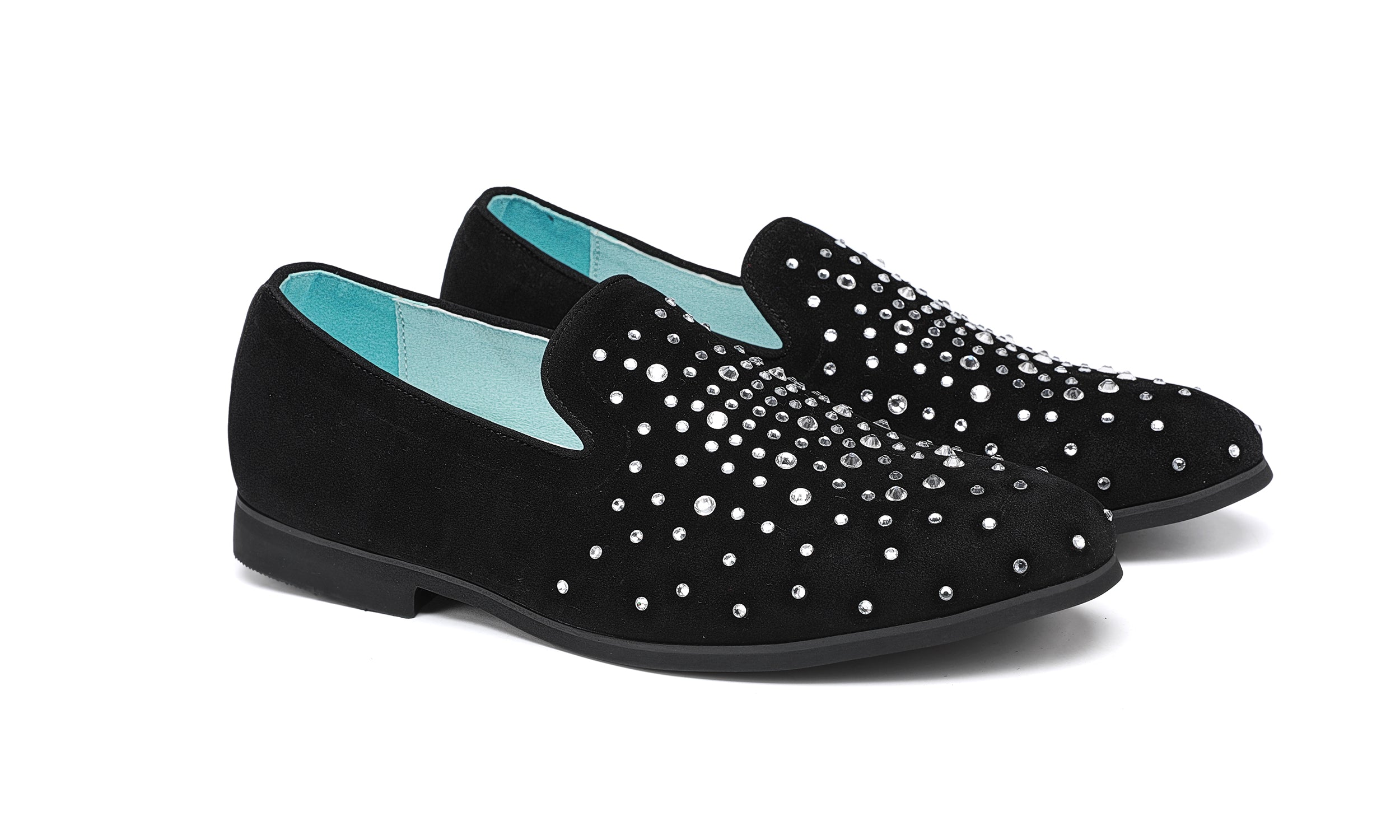 Mocasines redondos de ante con diamantes de imitación para hombre