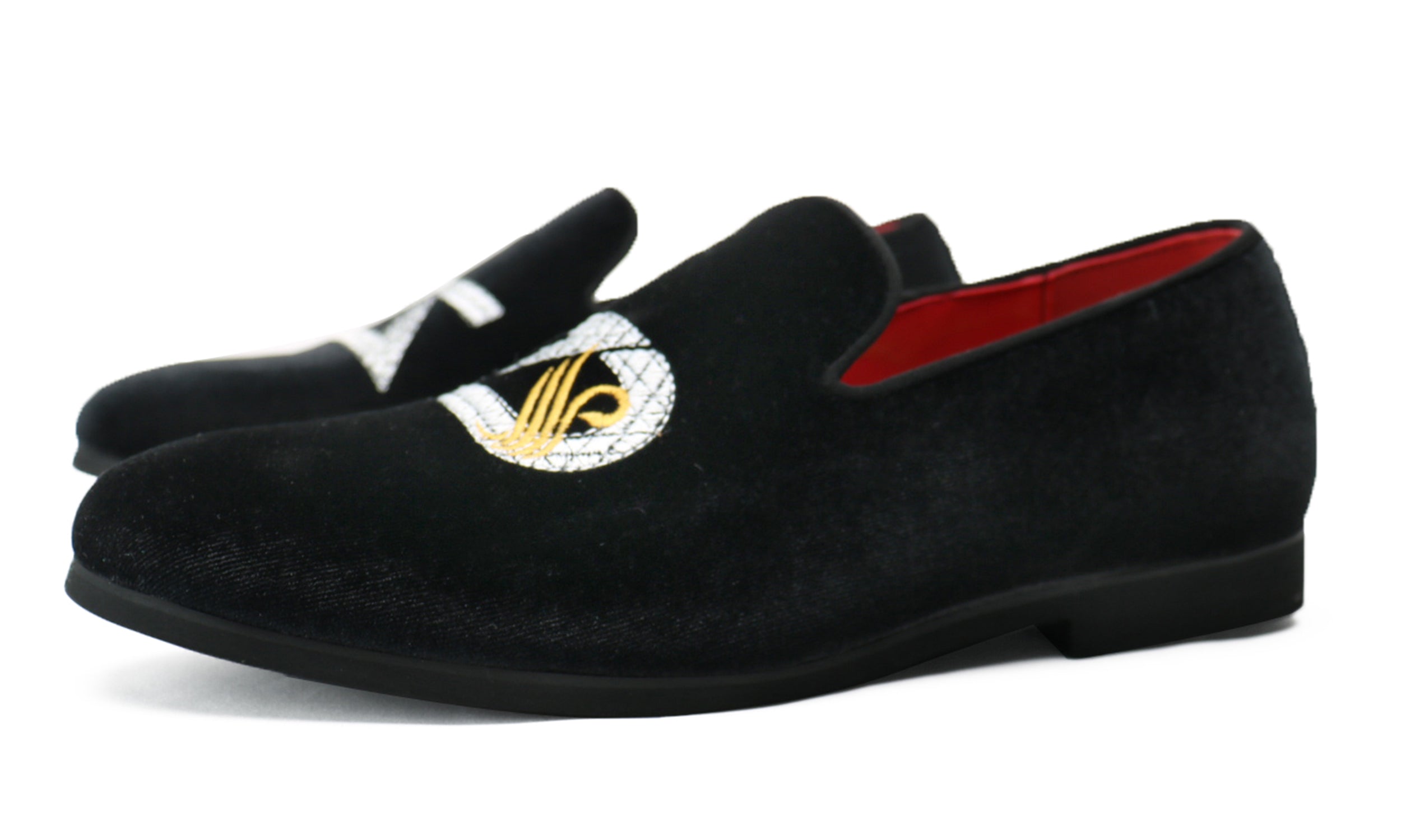 Men's Velvet Swan Applique Loafers
