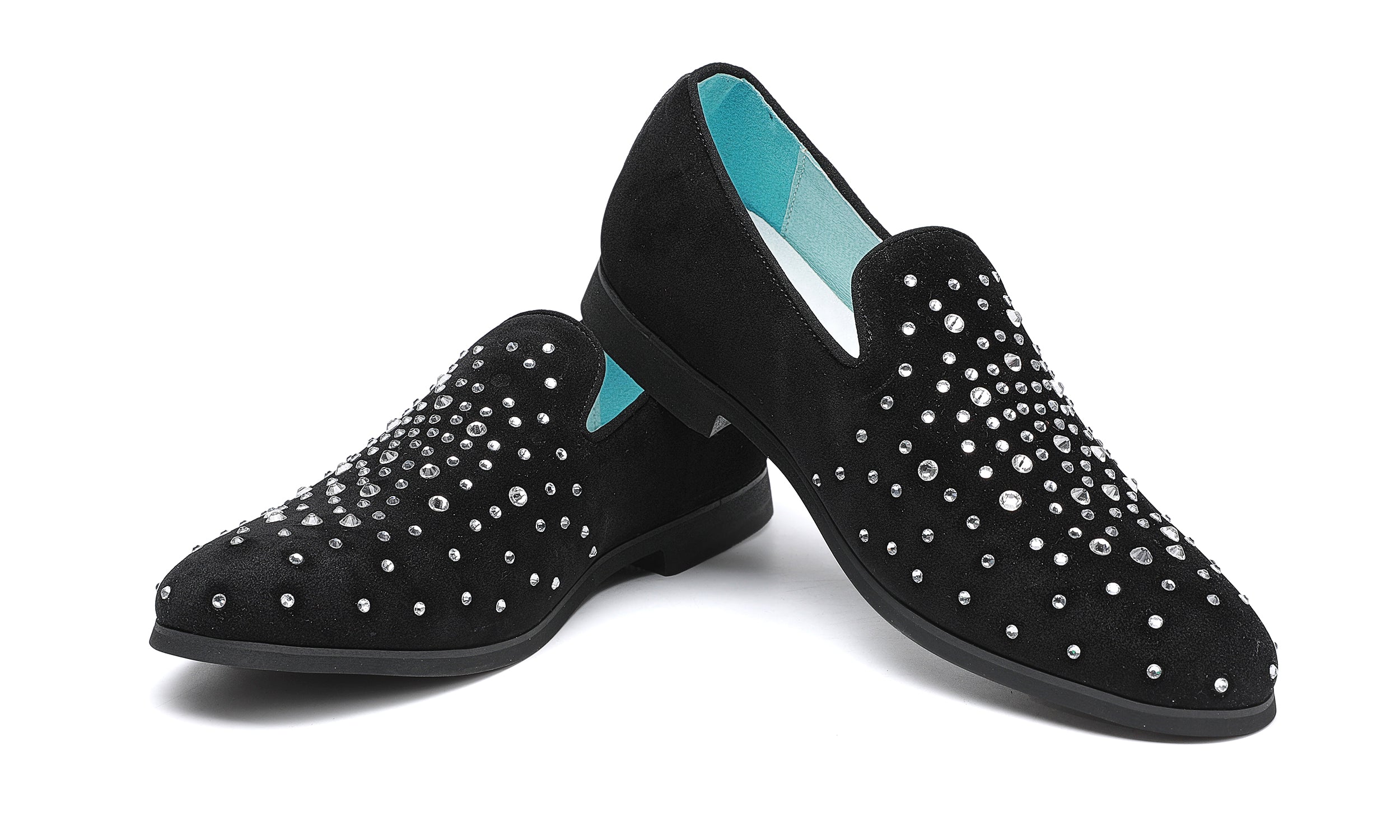 Mocasines redondos de ante con diamantes de imitación para hombre