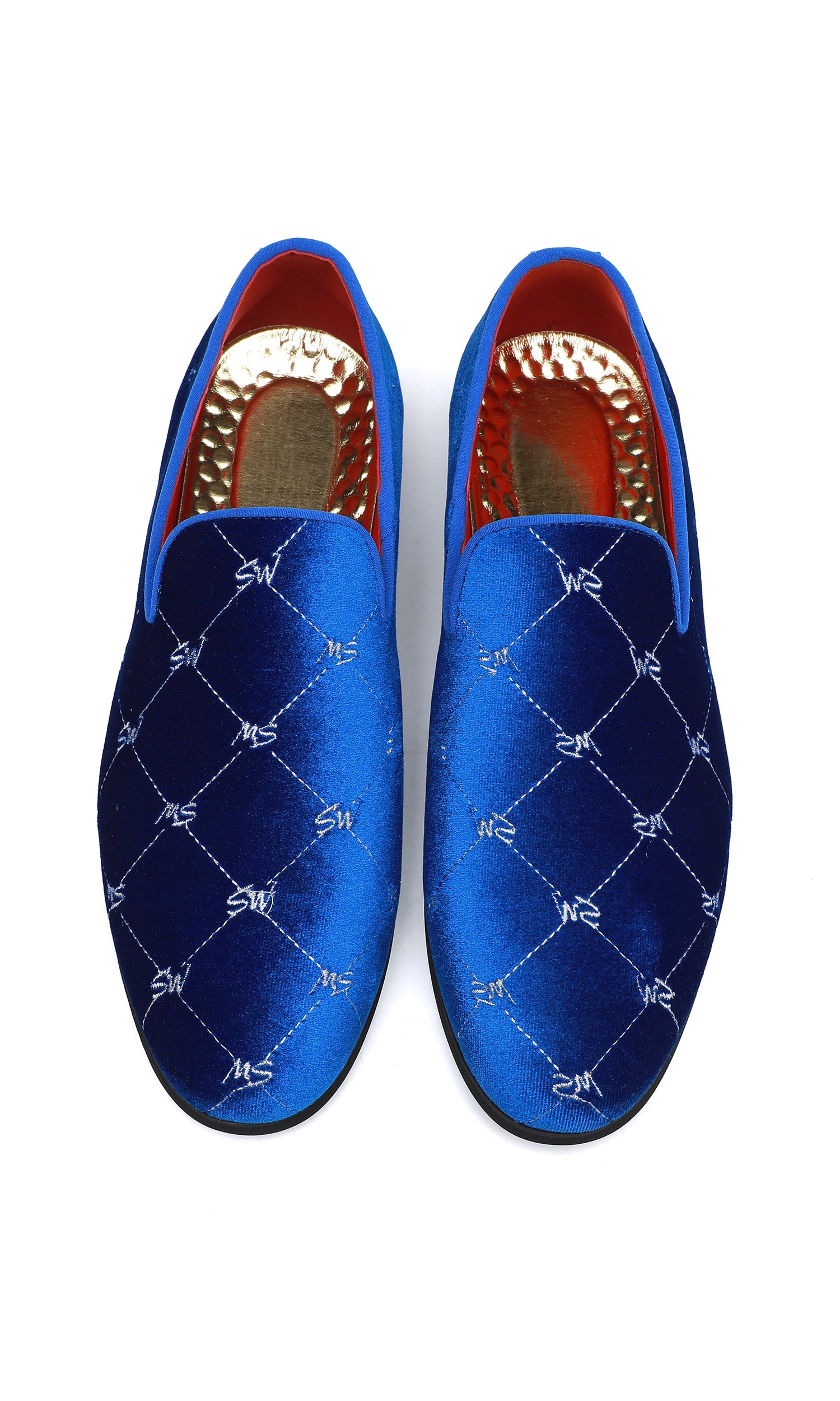 Mocasines de hombre de terciopelo con costuras plateadas