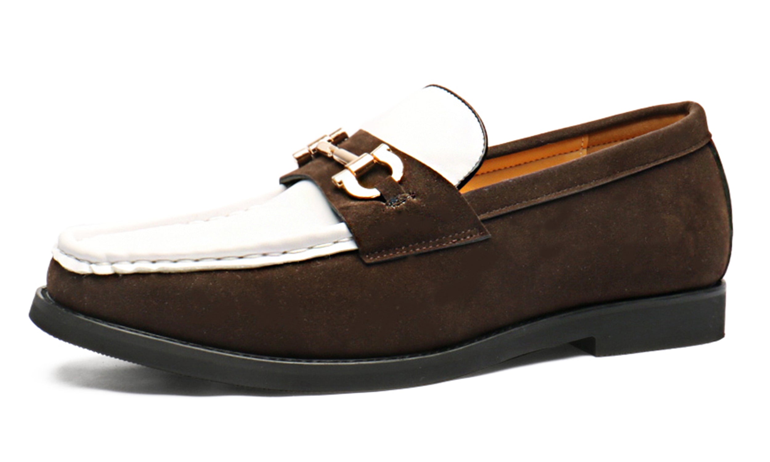 Mocasines de hombre de piel con adornos de ante Horsebit