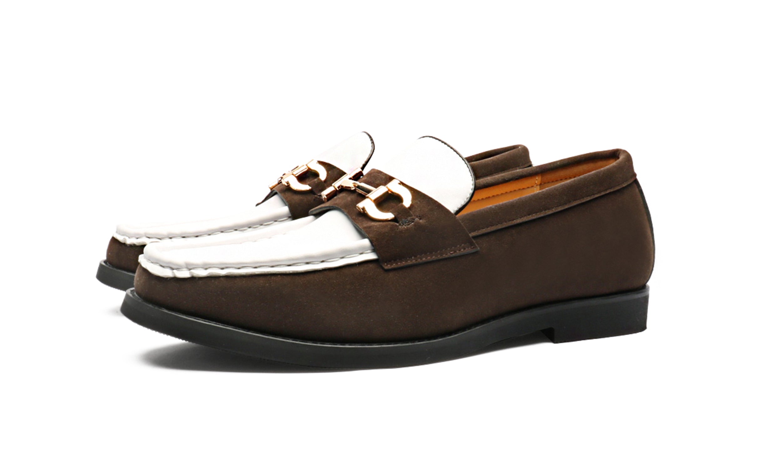 Mocasines de hombre de piel con adornos de ante Horsebit