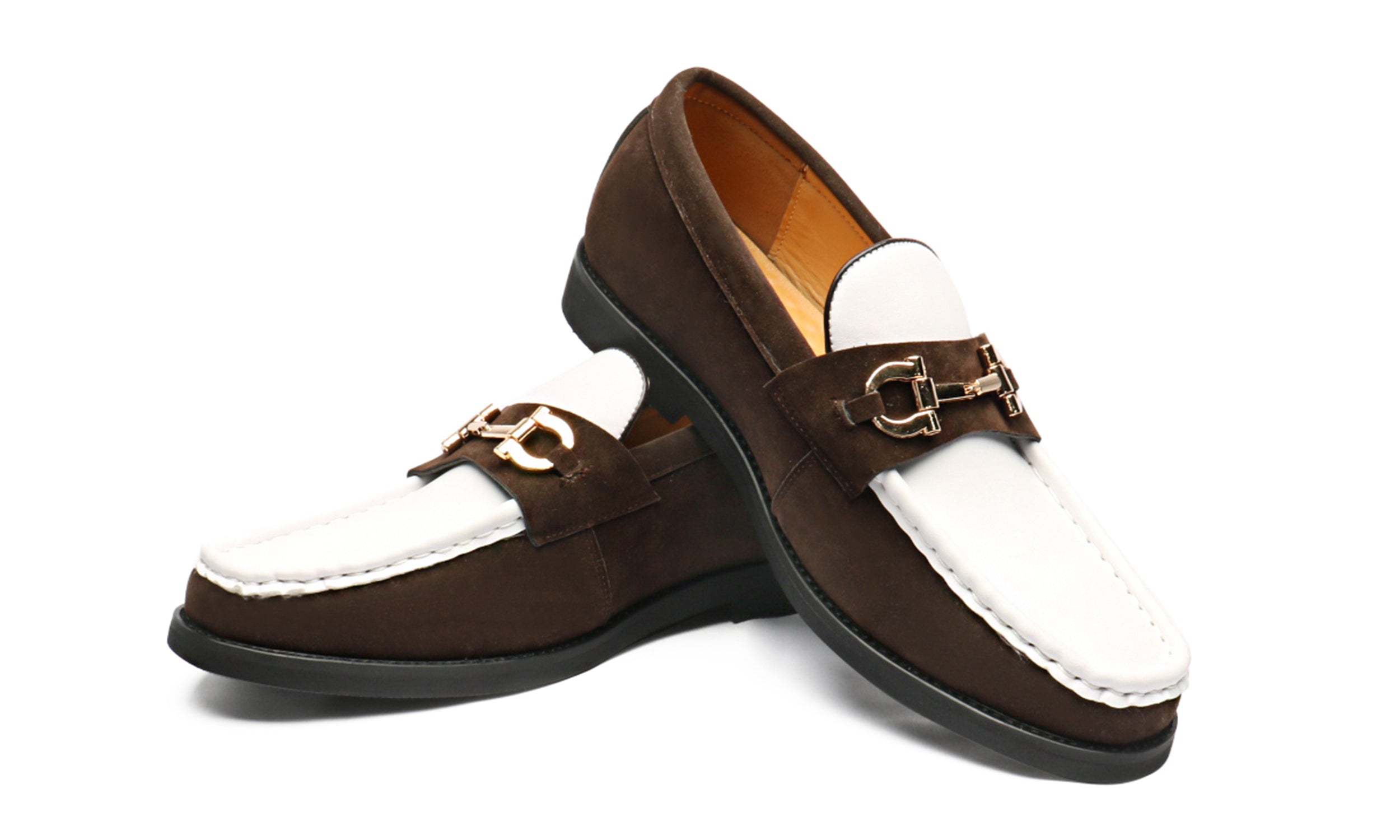 Mocasines de hombre de piel con adornos de ante Horsebit