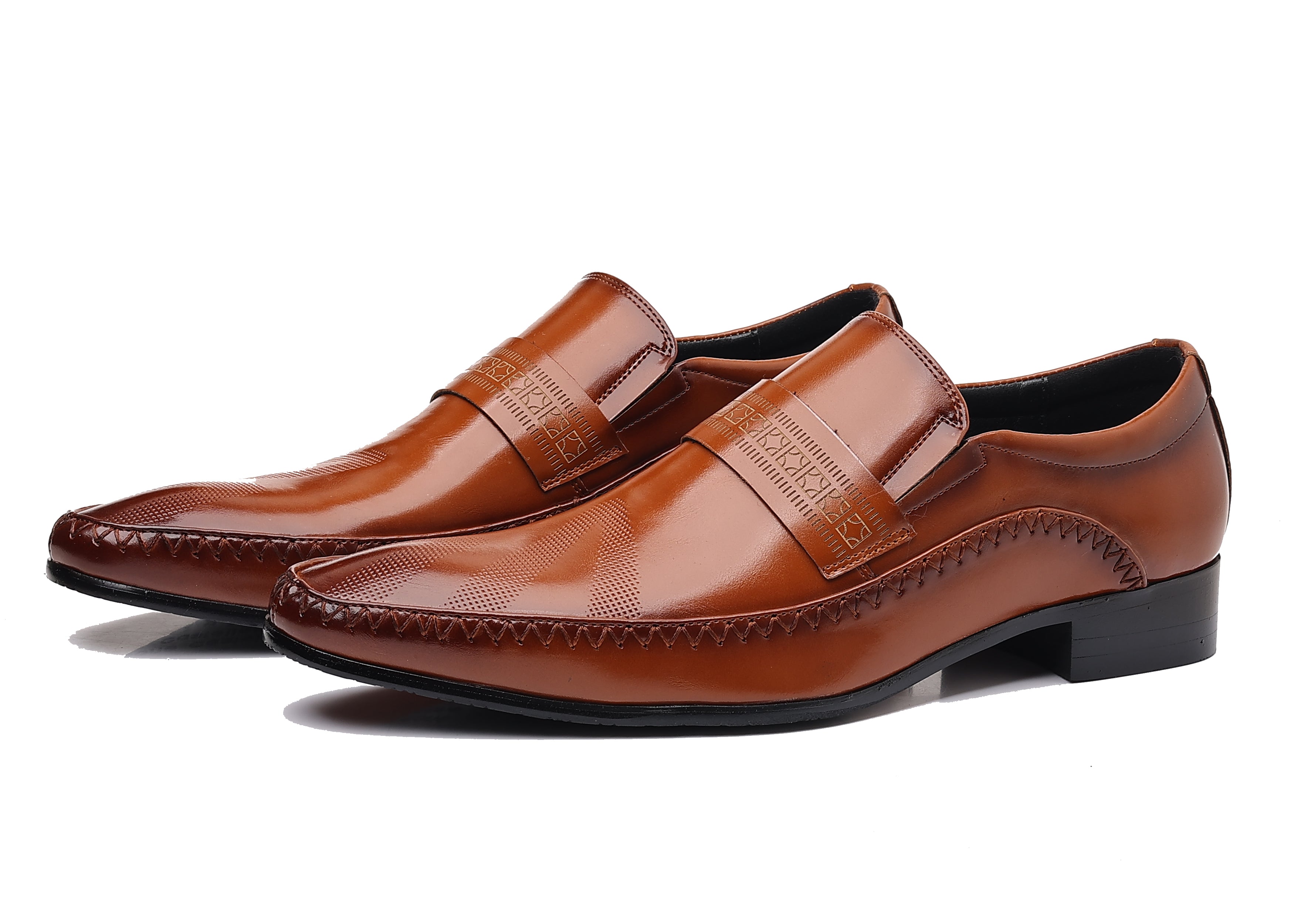 Men's Pointed Moc Toe Leather Shoes