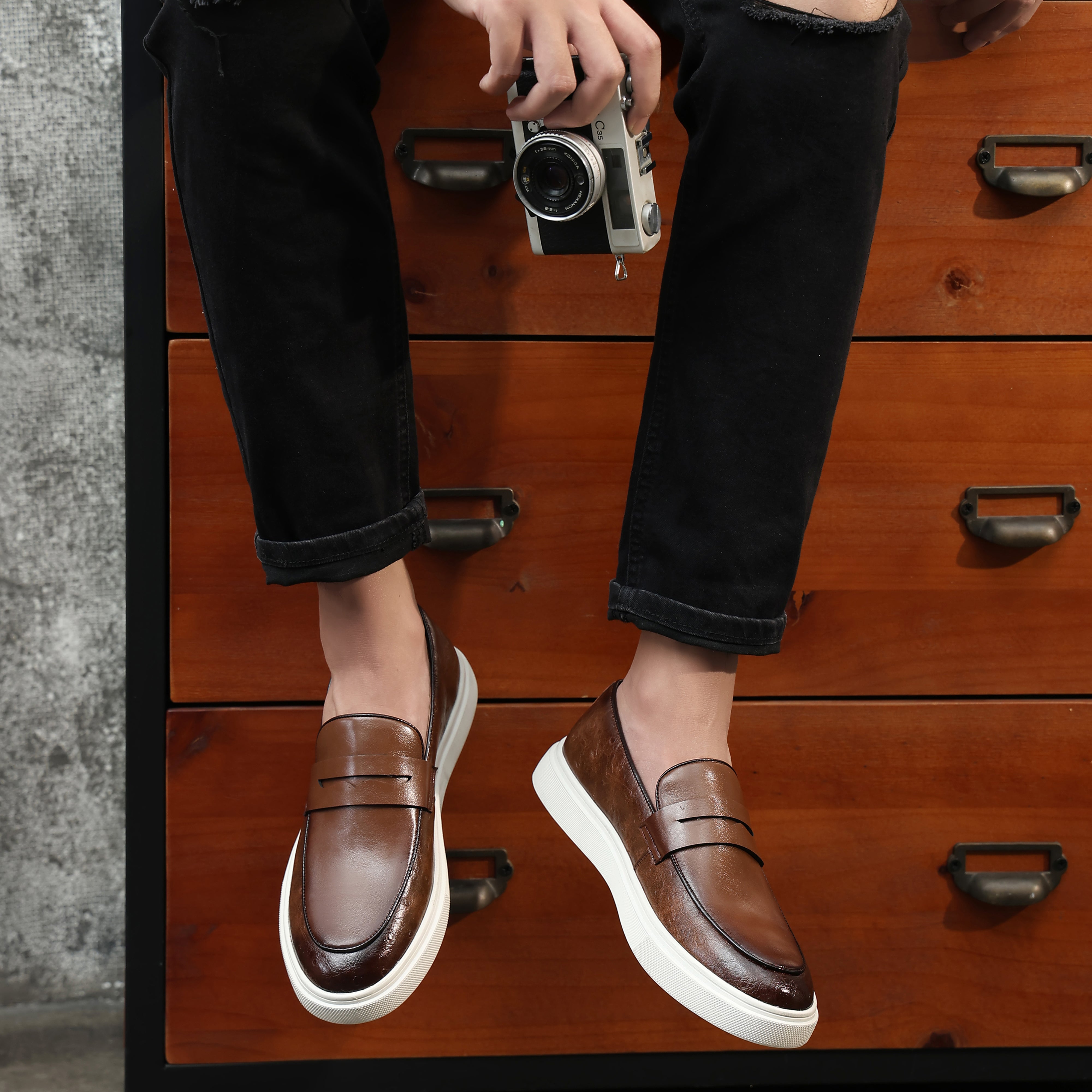 Men's Chunky Sole Penny Loafers