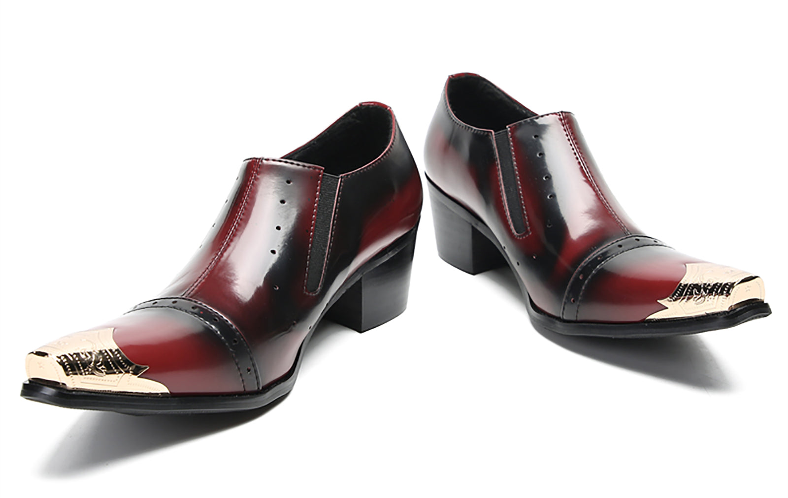 Mocasines occidentales con punta de metal para hombre