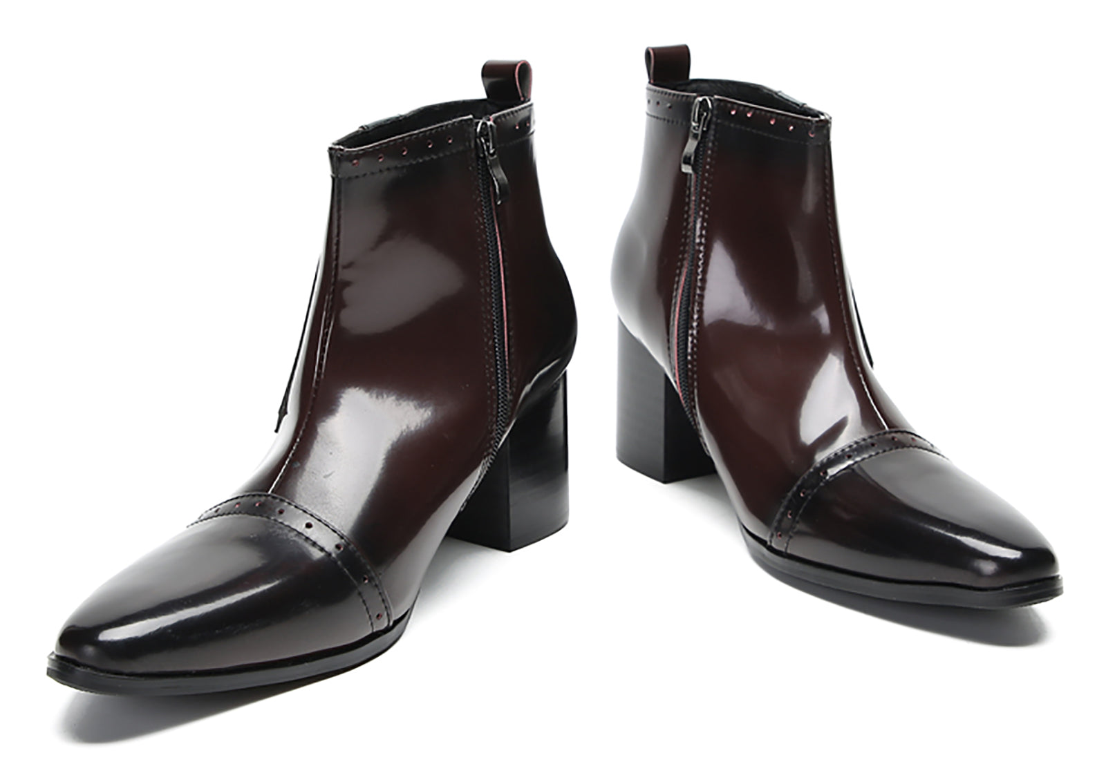 Men's Flower Buckle Western Ankle Boots