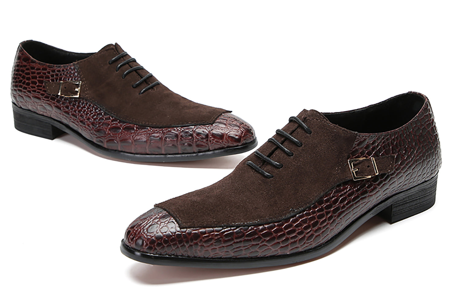 Zapatos Oxford formales con textura de cocodrilo para hombre